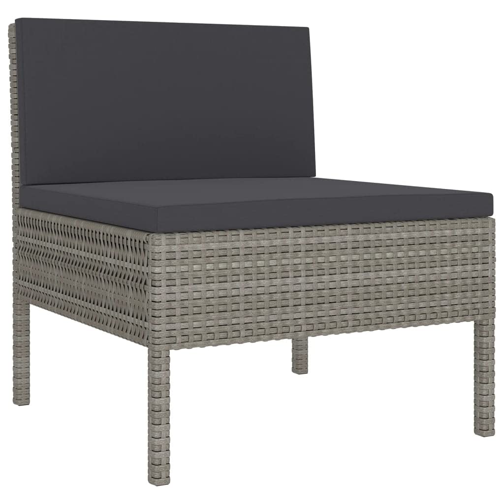 vidaXL 5-Piece Patio Lounge Set - Outdoor Sectional Sofa with Cushions, Modern Farmhouse Style Gray Poly Rattan Furniture for Garden, Backyard & Poolside Relaxation