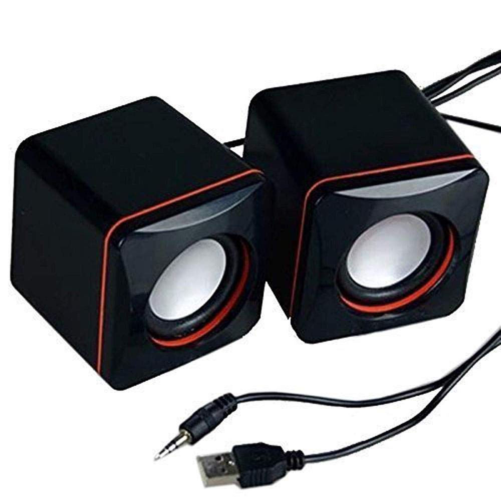Portable USB-Powered Computer Speakers - Mini Wired Laptop & Desktop Speakers with Bass Boost | Compact Black Sound System for Music, Gaming & Home Office