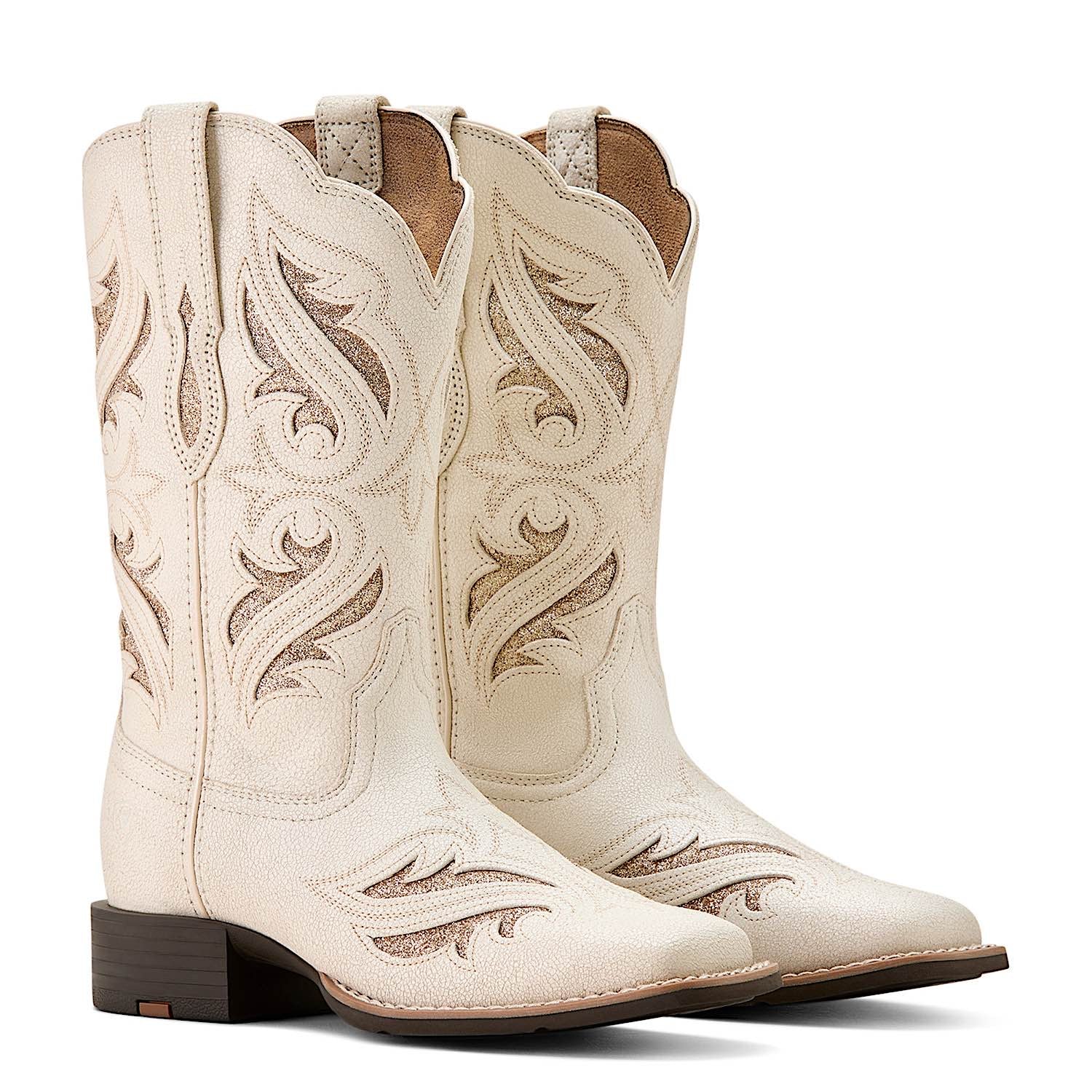 Ariat Women's Round Up Bliss Western Boots - Distressed Ivory Cowgirl Boots for Country Dancing, Rodeo & Casual Wear