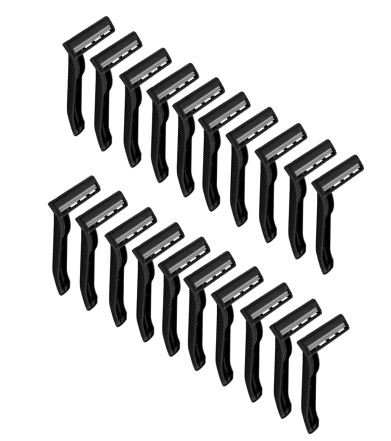 20-Pack Premium Black Stainless Steel Twin Blade Razors - High-Quality Disposable Shavers for Men & Women | Smooth Shaving for Travel, Hotels & Personal Grooming