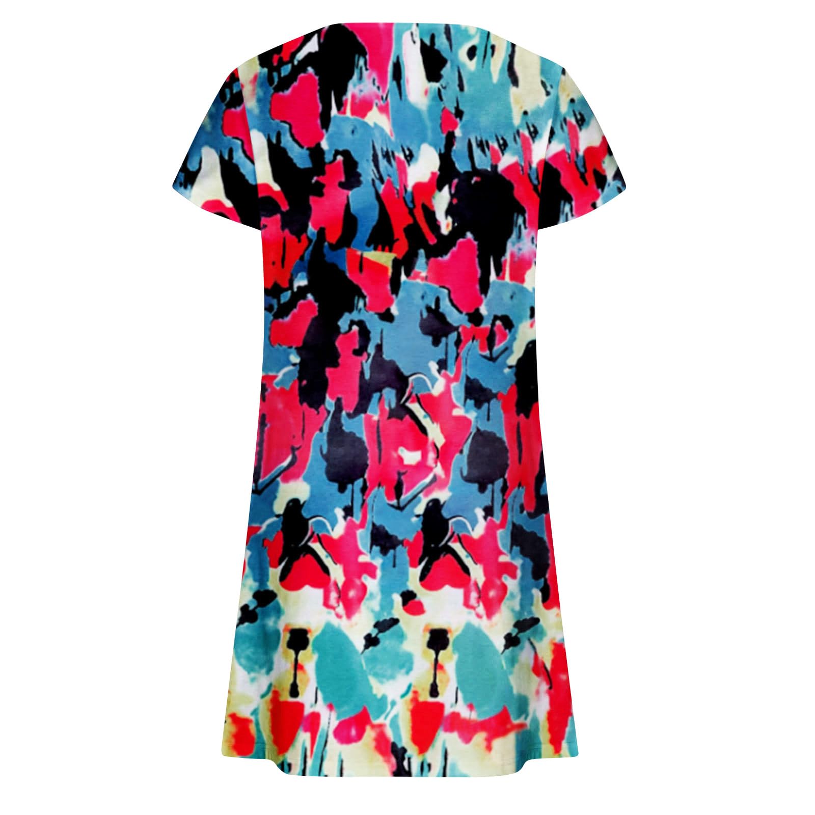 **Women's Floral Print Summer Sundresses 2024 - Loose Fit Short Sleeve T-Shirt Dresses with Pockets for Beach, Vacation & Casual Wear**