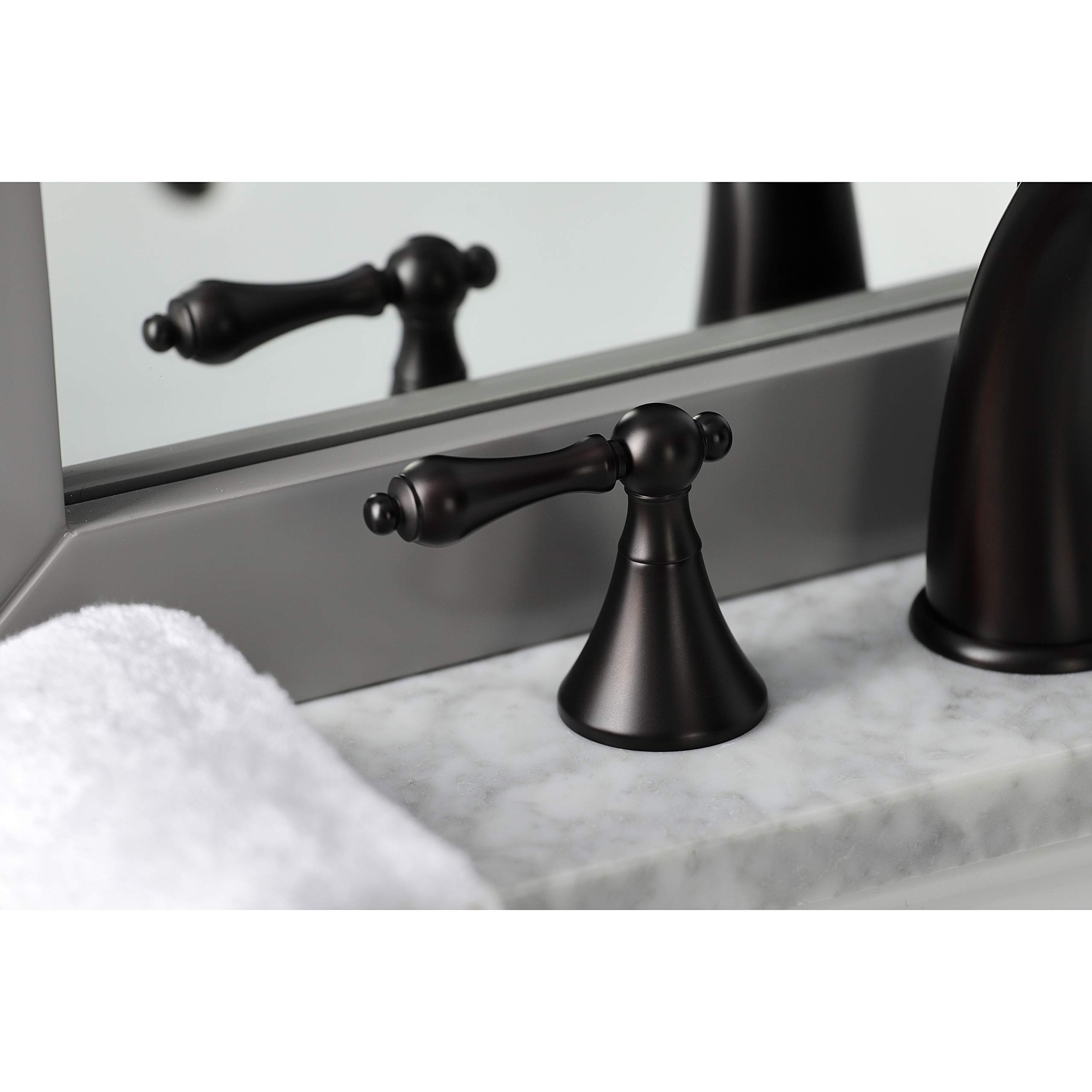 Kingston Brass KS2975AL Naples Widespread Bathroom Faucet - Oil Rubbed Bronze Finish with Metal Lever Handle - Perfect for Modern Vanities and Powder Rooms