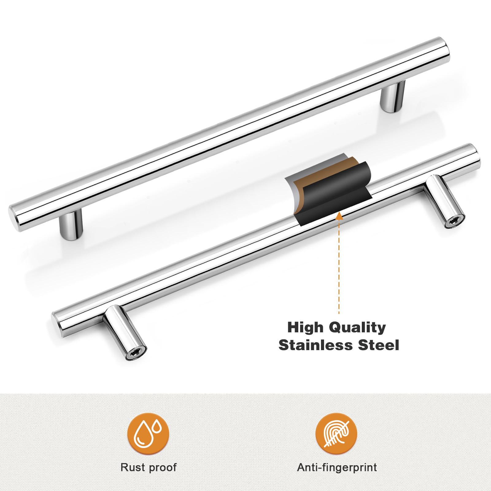 Polished Chrome Cabinet Handles 7.5