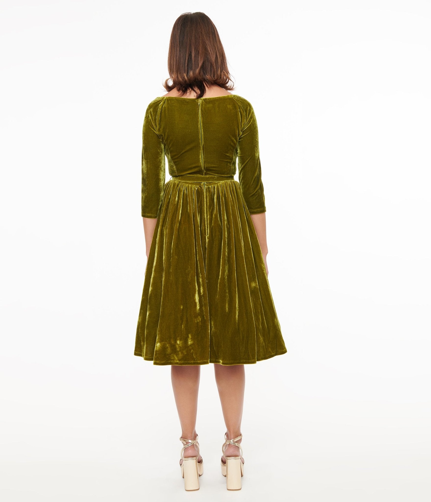 Vintage 1950s Chartreuse Velvet Sweetheart Swing Dress - Retro 50s Style Party Dress for Women | Perfect for Cocktail Parties, Weddings & Vintage Themed Events