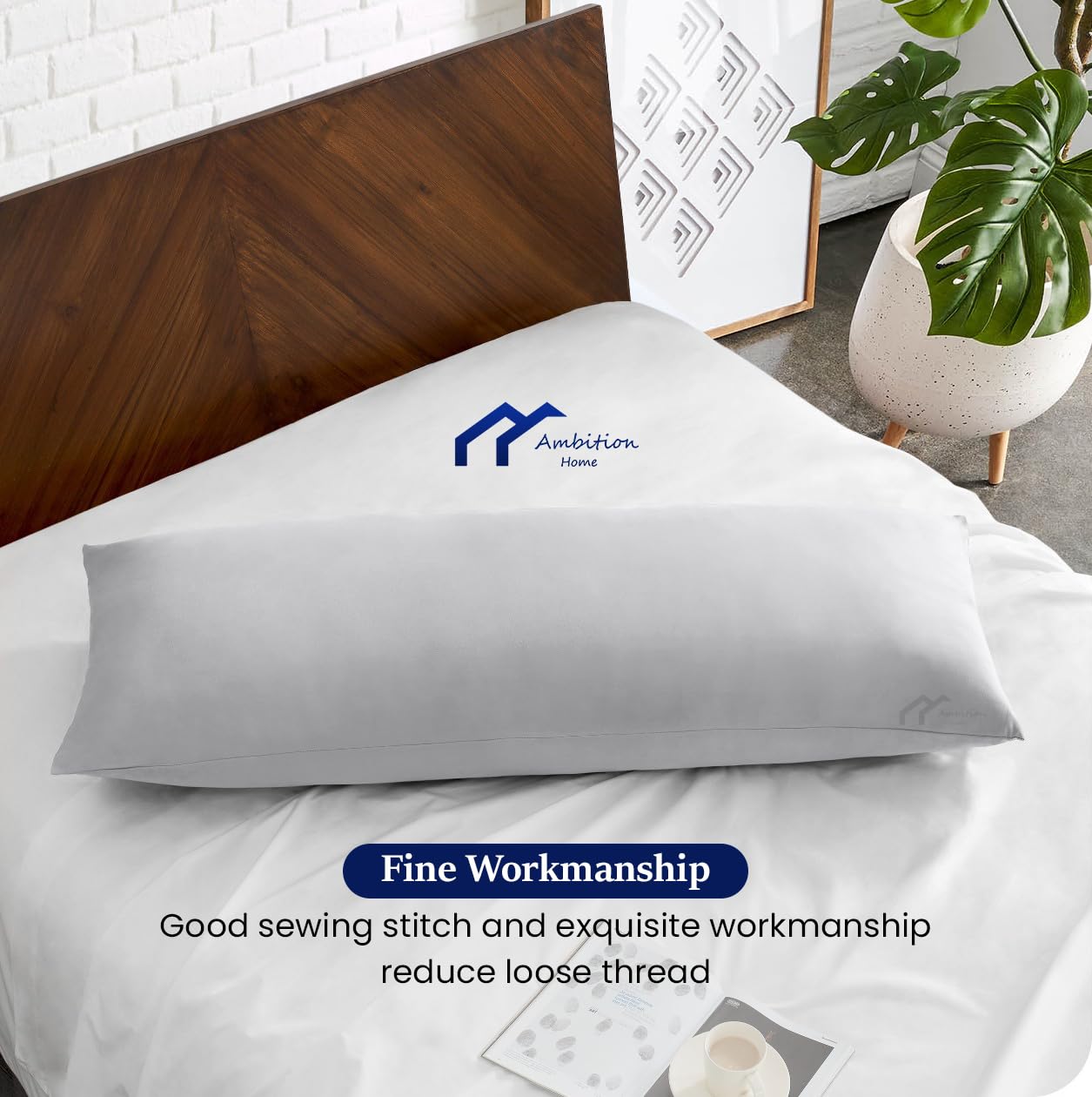 Premium 20x60 Inch Body Pillow Cover - 100% Soft Egyptian Cotton, 500 Thread Count with Zipper Closure (Silver Grey) - Perfect for Home, Office & Travel Comfort