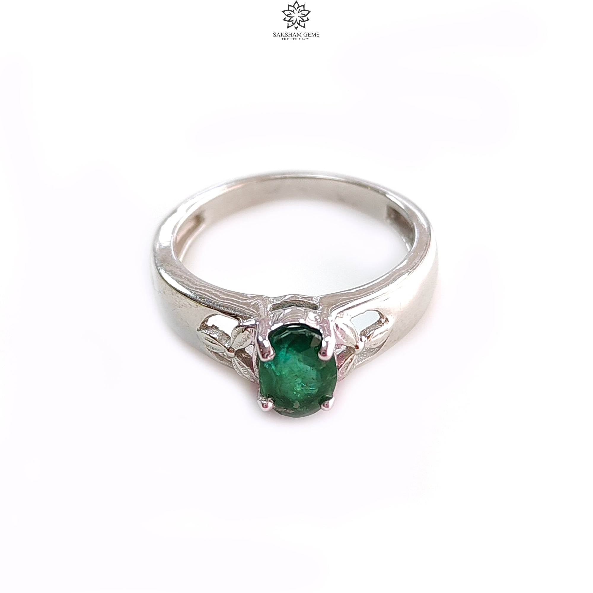 Natural Untreated Emerald Oval Faceted Cut 925 Sterling Silver Ring – 2.95gms Prong Set US Size 6.5 | Elegant Jewelry for Women, Perfect Gift for Birthday, Anniversary & Special Occasions