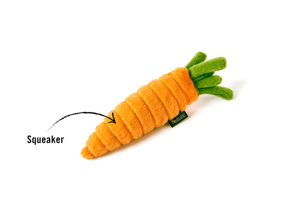 Garden Fresh™ Carrot Plush Dog Toy by Pet P.L.A.Y. - Soft & Durable Chew Toy for Small & Medium Dogs - Perfect for Playtime, Training & Cuddling