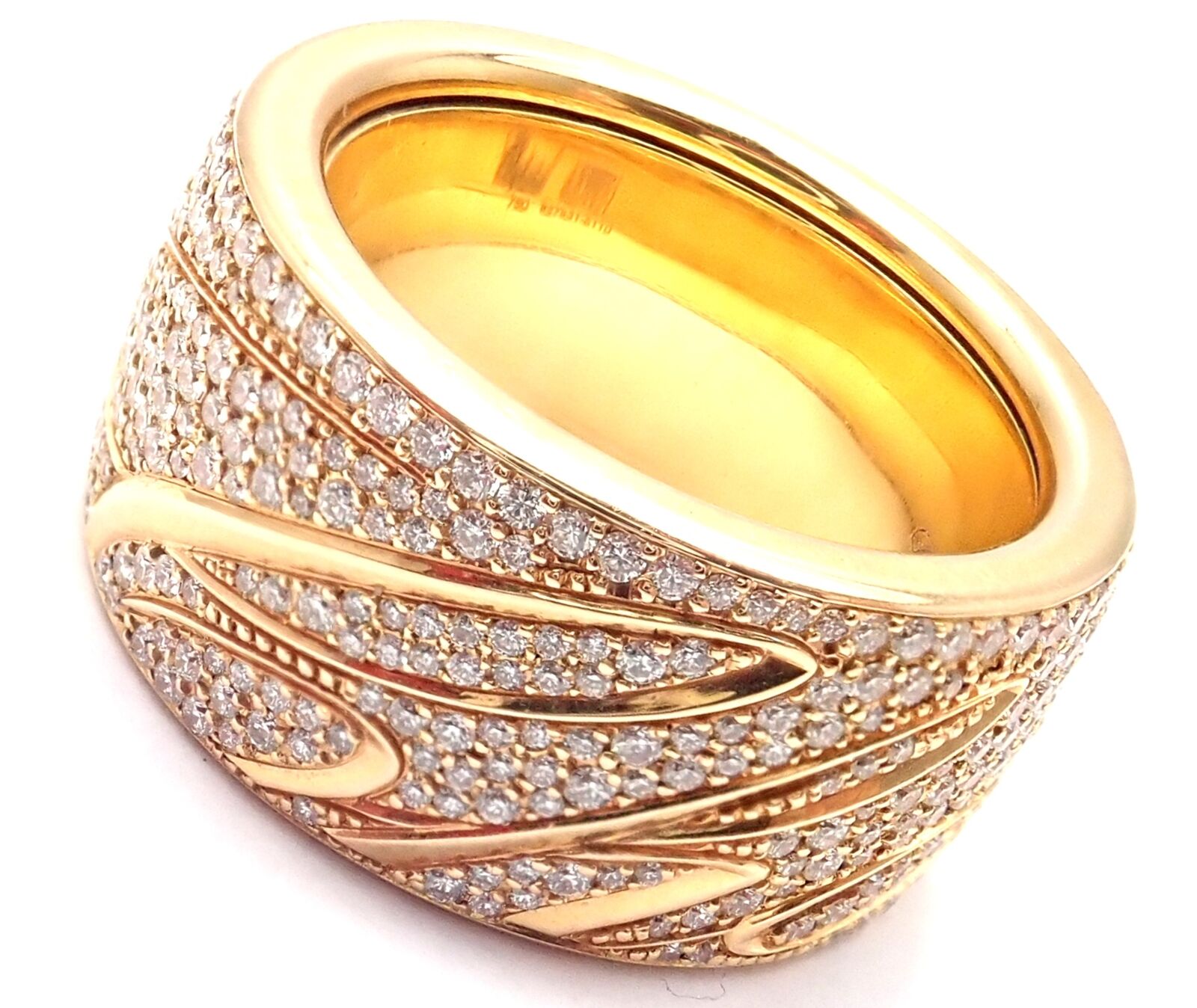Chopard Chopardissimo 18k Yellow Gold Pave Diamond Signature Band Ring for Women - Luxury Wedding Engagement Gift with Original Box & Papers