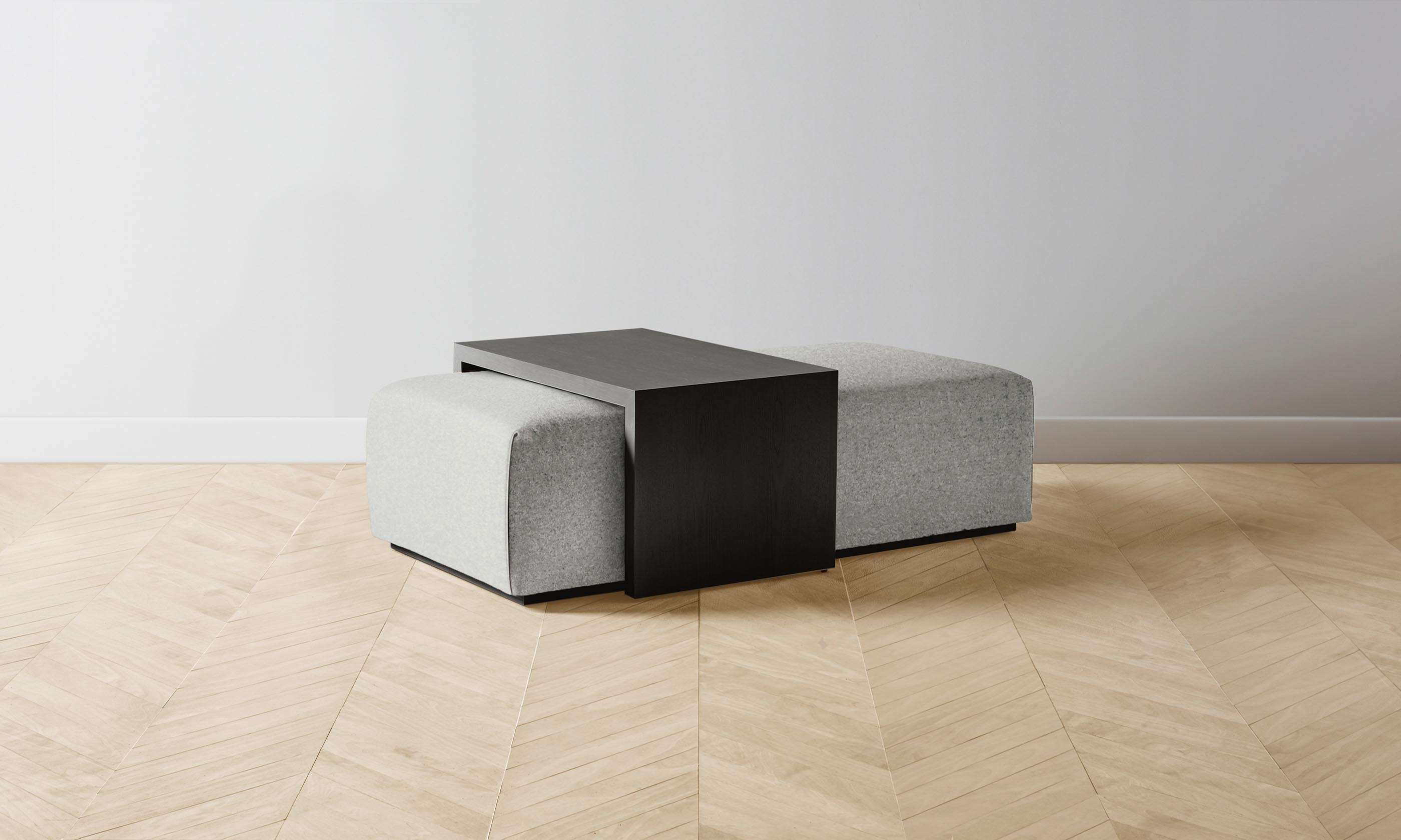 The Bowery Ottoman - Premium Merino Wool in Heather Grey - Perfect for Living Room, Bedroom & Home Decor