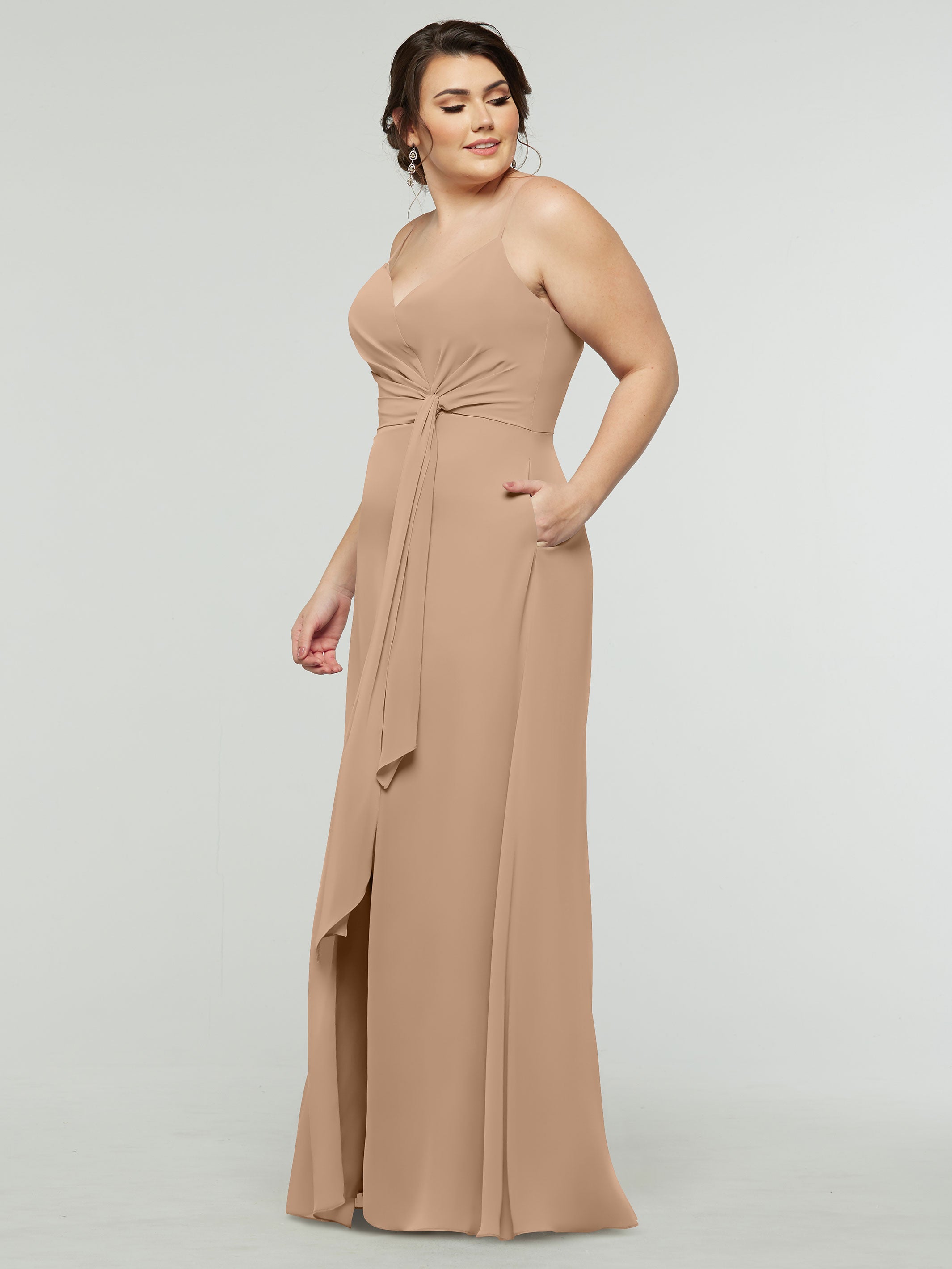Elegant 80182 Chiffon A-Line Bridesmaid Dress with V-Neck & Spaghetti Straps - Perfect for Weddings, Formal Events & Special Occasions