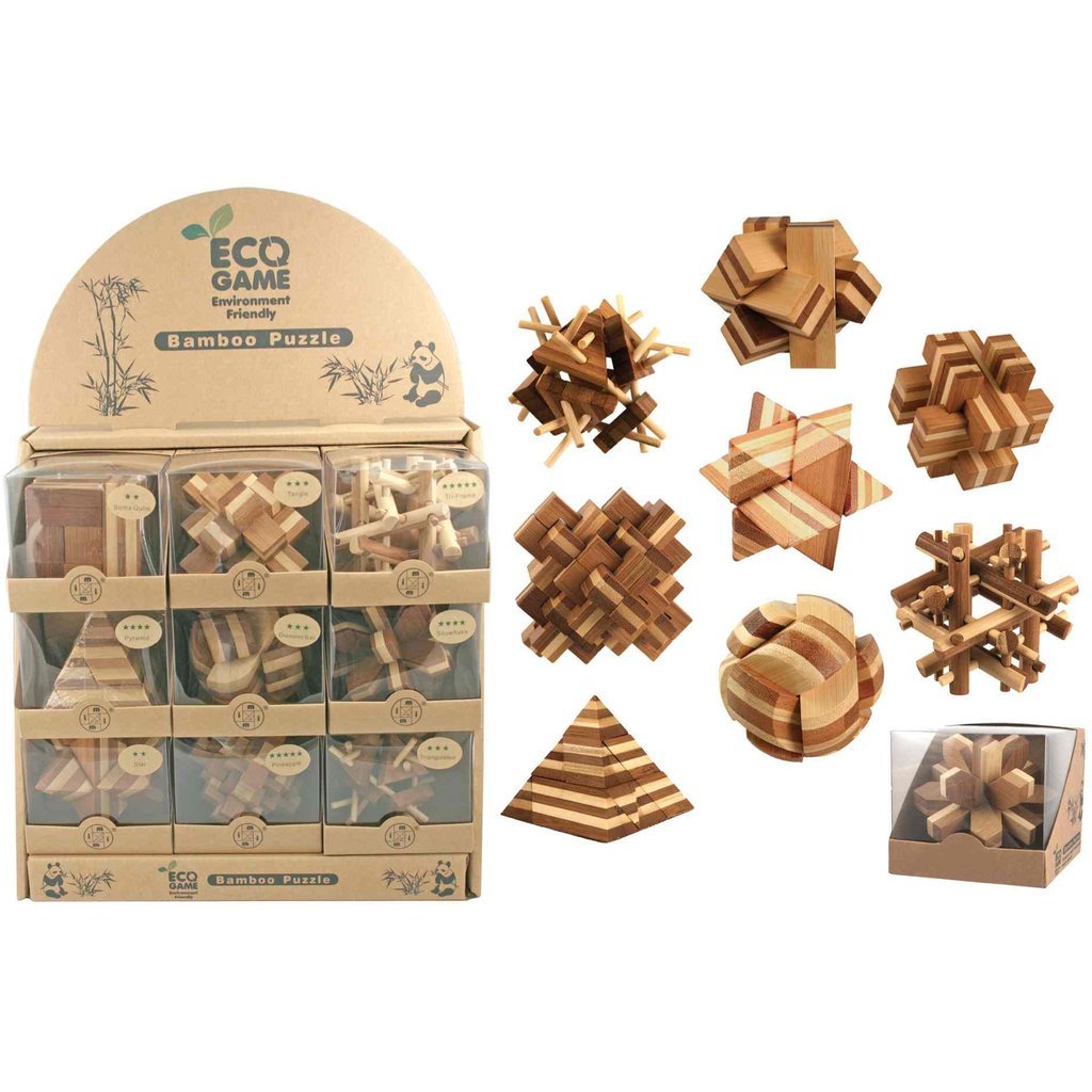 Bamboo Brain Teaser Puzzle - Random Style Logic Game for Adults & Kids - Perfect for Stress Relief, Classroom Activities & Family Game Night