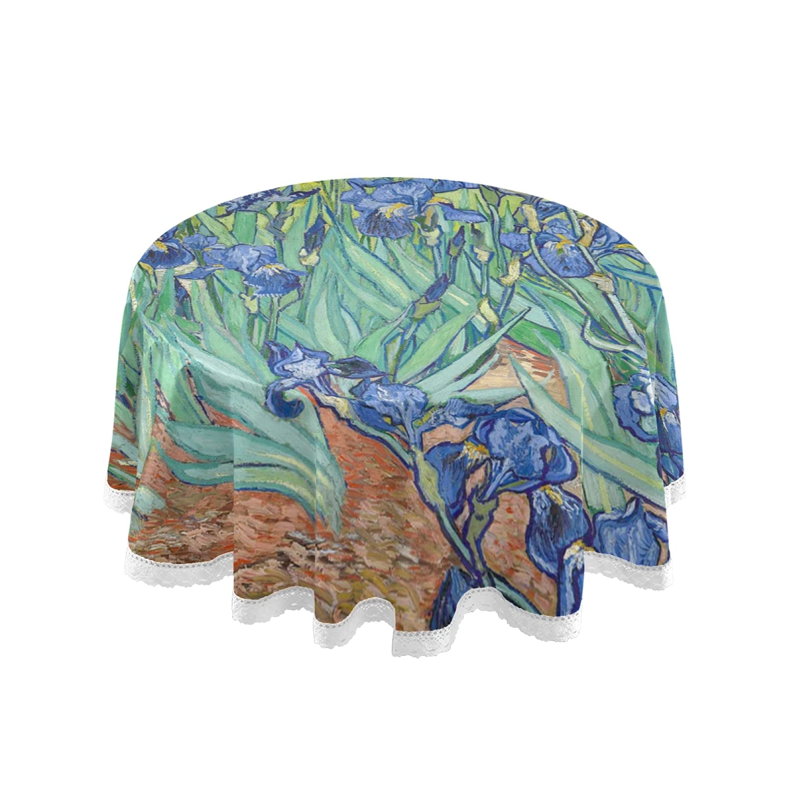 Vincent Van Gogh Floral Round Tablecloth - 60 Inch Oil Painting Inspired Washable Polyester Table Cover for Kitchen, Dining, Party & Picnic Decor | Perfect for Indoor and Outdoor Gatherings