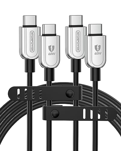 NTONPOWER USB C to USB C Cable 60W 6.6ft 2Pack - Fast Charging Type C Cable for MacBook Pro/Air, iPad Pro 2022, iPad Air 4, iPad Mini 6, Galaxy S23, Pixel, Nintendo Switch - Perfect for Home, Office & Travel Charging