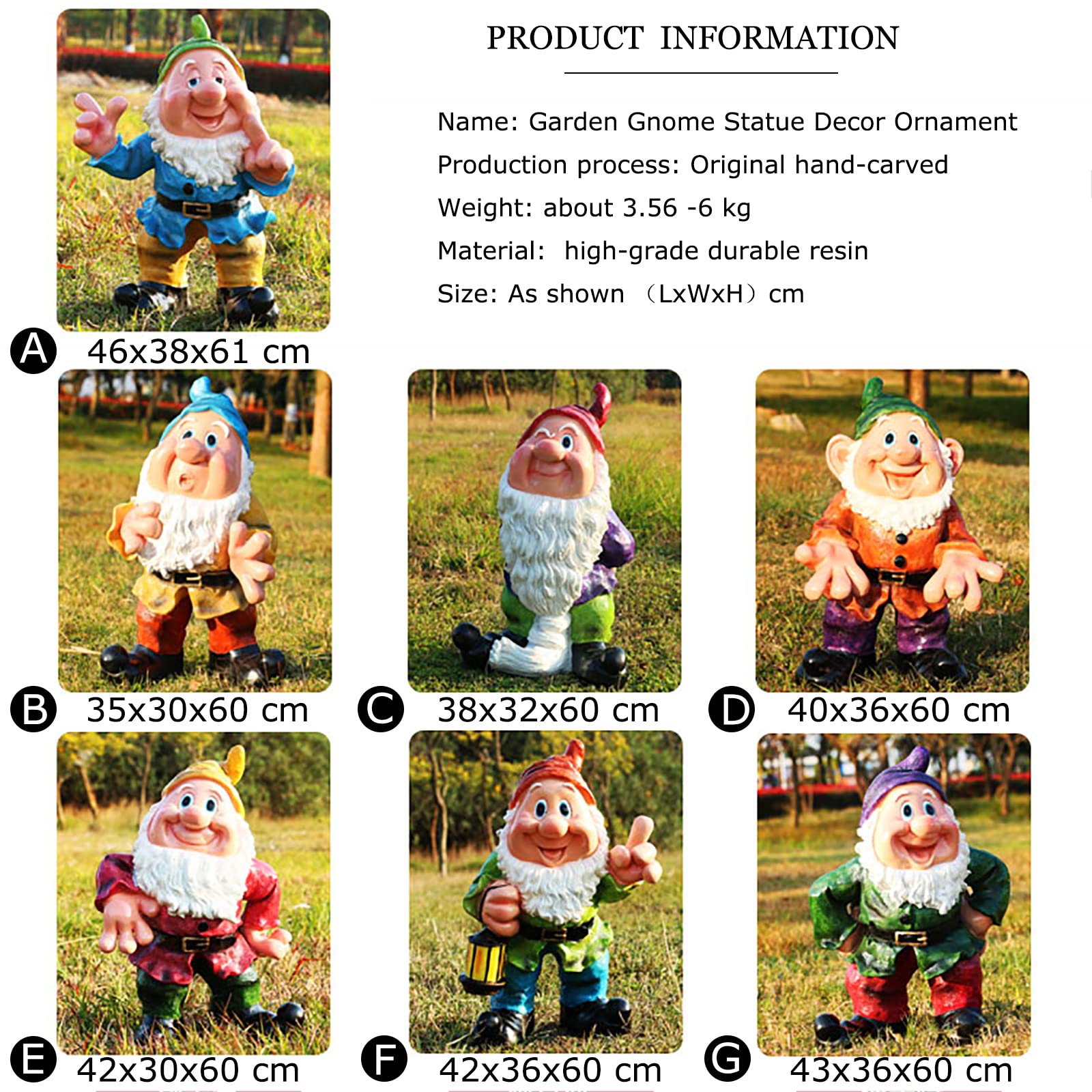 Large 24-Inch Outdoor Garden Gnome Statue with Green Hat - Funny Big Beard Dwarf Figurine, Weatherproof Resin Farm & Christmas Decoration for Lawn, Yard & Patio Decor