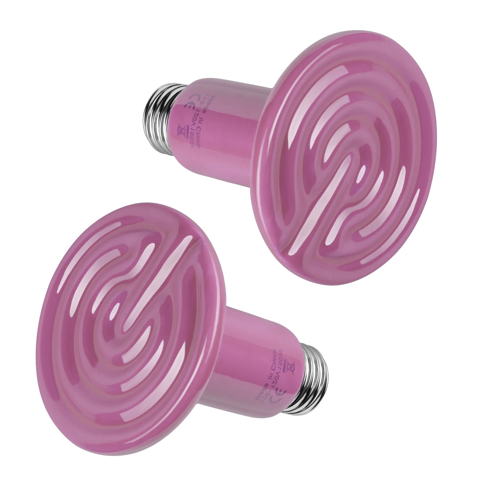 150W Ceramic Heat Emitter Bulb 2-Pack - No Light Reptile Heating Lamp for Terrariums, Snakes & Turtles | Brooder Coop Heater for Chicken Incubation | Durable Purple Heat Lamp for Amphibian Pets & Reptile Habitat