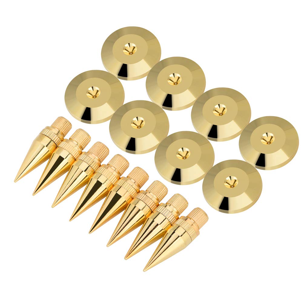 Premium Copper Speaker Isolation Pads (8 Pairs) - Gold Plated Spike Stand & Base Pad Feet for Speakers, CD/DVD Players - Reduce Vibration & Enhance Audio Clarity for Home Theater & Hi-Fi Systems