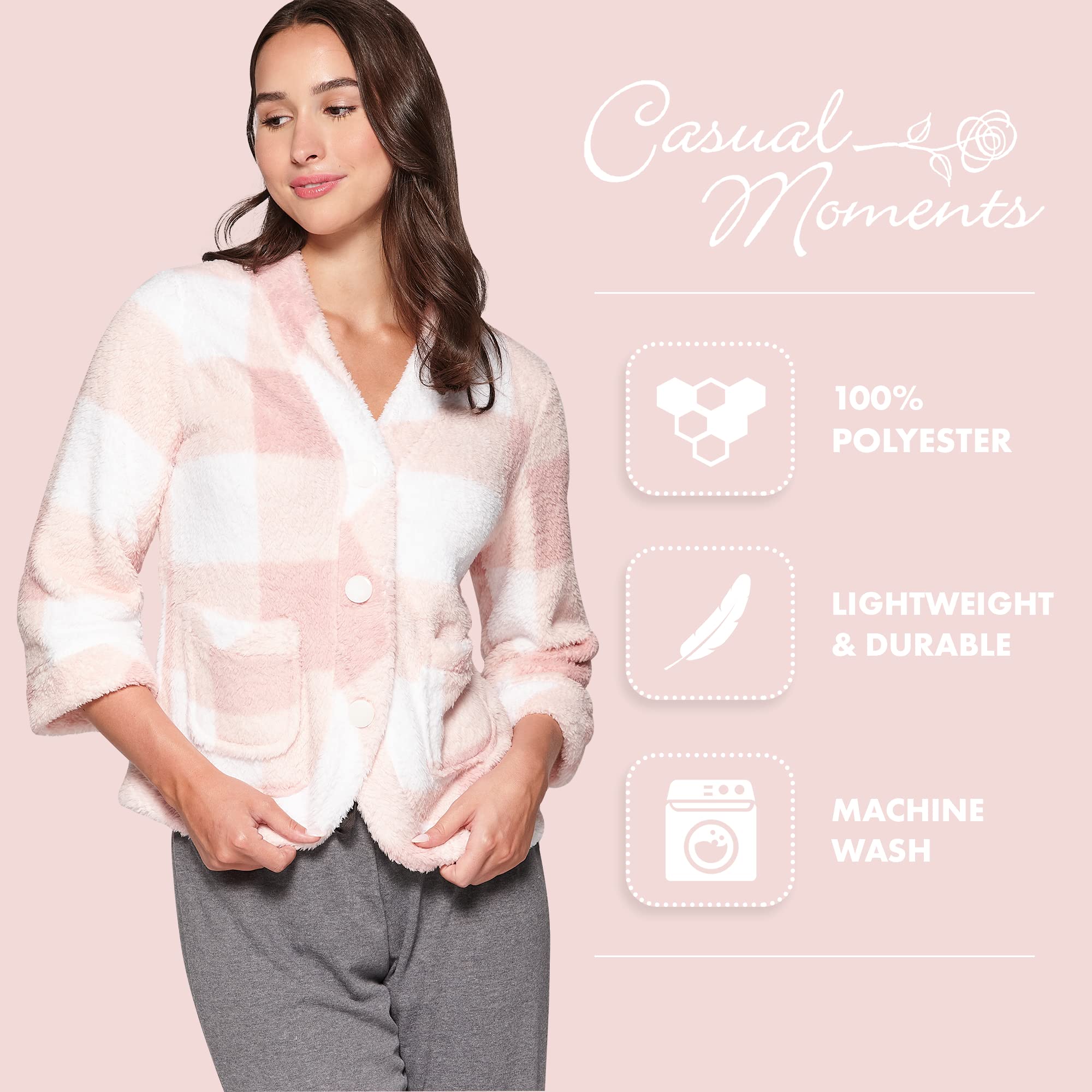 Women's Casual Bed Jacket with Velcro Openings - Soft Comfortable Loungewear for Relaxing at Home, Nursing, or Post-Surgery Recovery