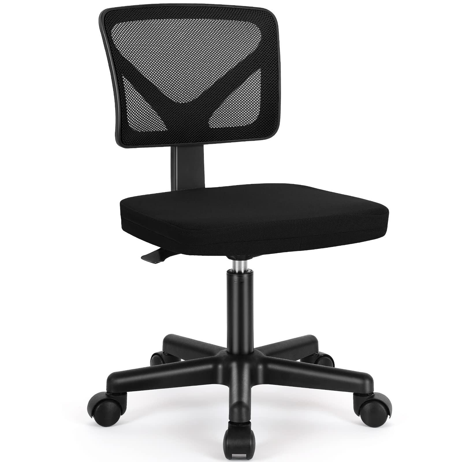 Ergonomic Armless Small Home Office Desk Chair - Adjustable Low Back Computer Chair with Lumbar Support & Rolling Swivel Wheels for Small Spaces (1 Pack) - Perfect for Compact Home Offices, Dorm Rooms & Workspaces