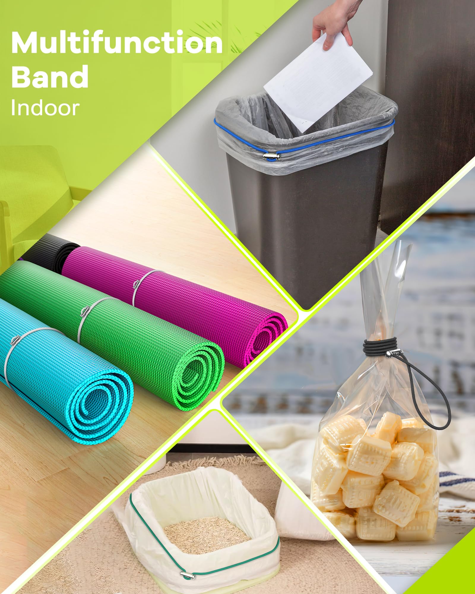 Adjustable Rubber Trash Can Bands - Heavy Duty Garbage Can Straps for 8-33 Gallon Cans, Secure Lid Holder for Kitchen, Outdoor & Party Use - Perfect for Picnics, Camping & Home Organization