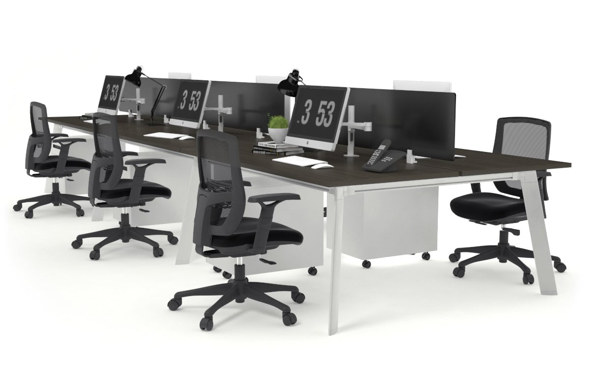 6-Person Switch Workstation with White Frame - 1200L x 700W Dimensions - Ideal for Office, Conference Room, or Collaborative Workspace