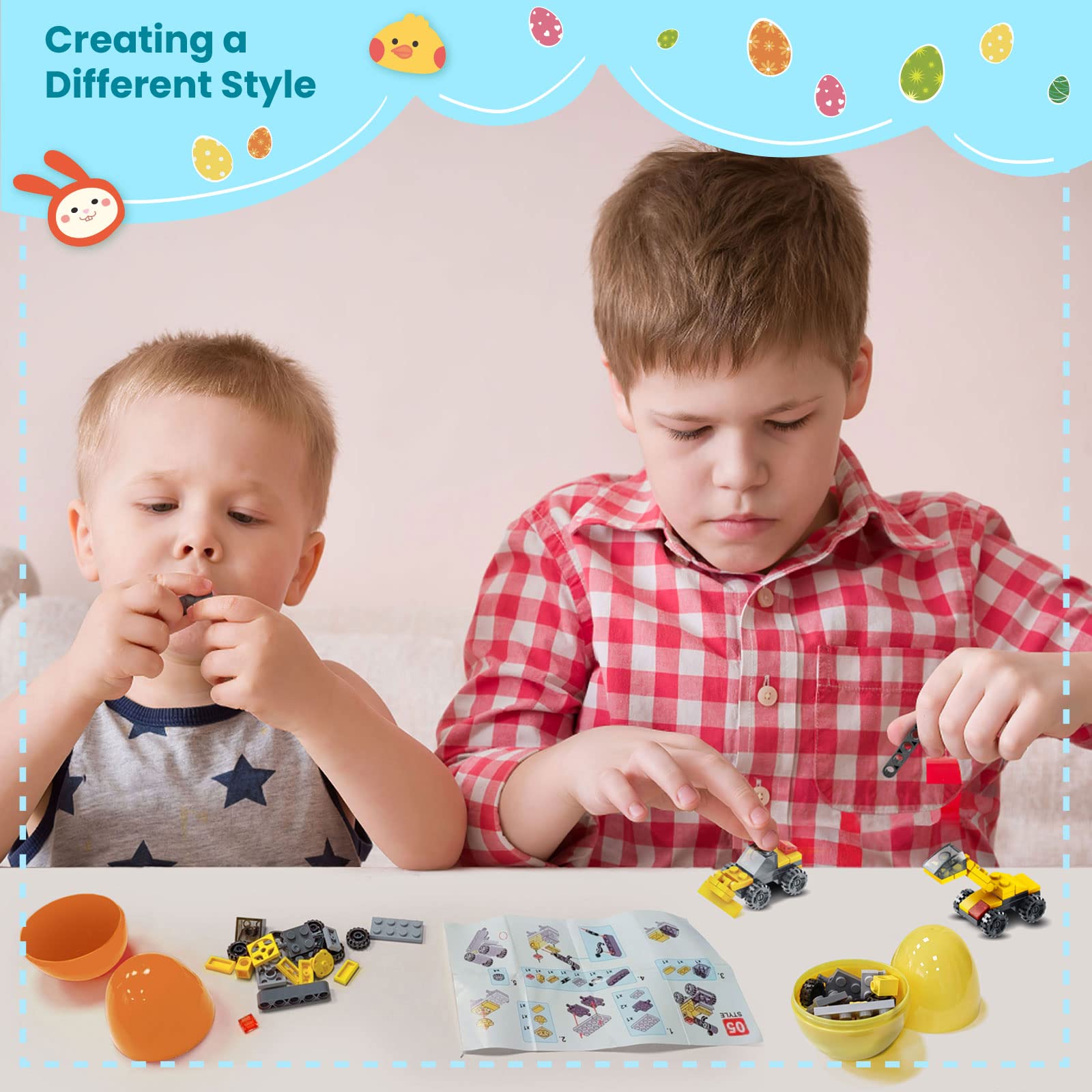 12PCS Easter Egg Building Blocks - Fun Educational Toys for Kids, Easter Basket Stuffers, Easter Egg Hunt Party Favors | Perfect for Classroom Activities, Holiday Gifts & Creative Play