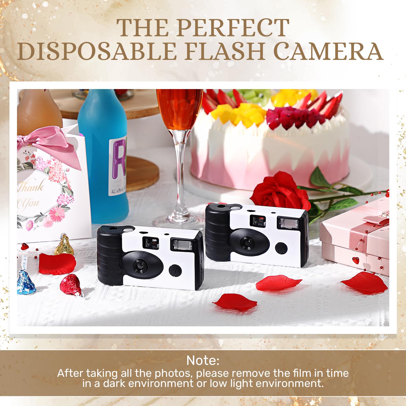 Treela 6-Pack Disposable 35mm Film Cameras with Flash - Wedding, Bachelorette Party, Birthday, Concert, Travel & Anniversary Favors - Perfect for Vacation Gifts & Event Souvenirs (White, Simple Design)