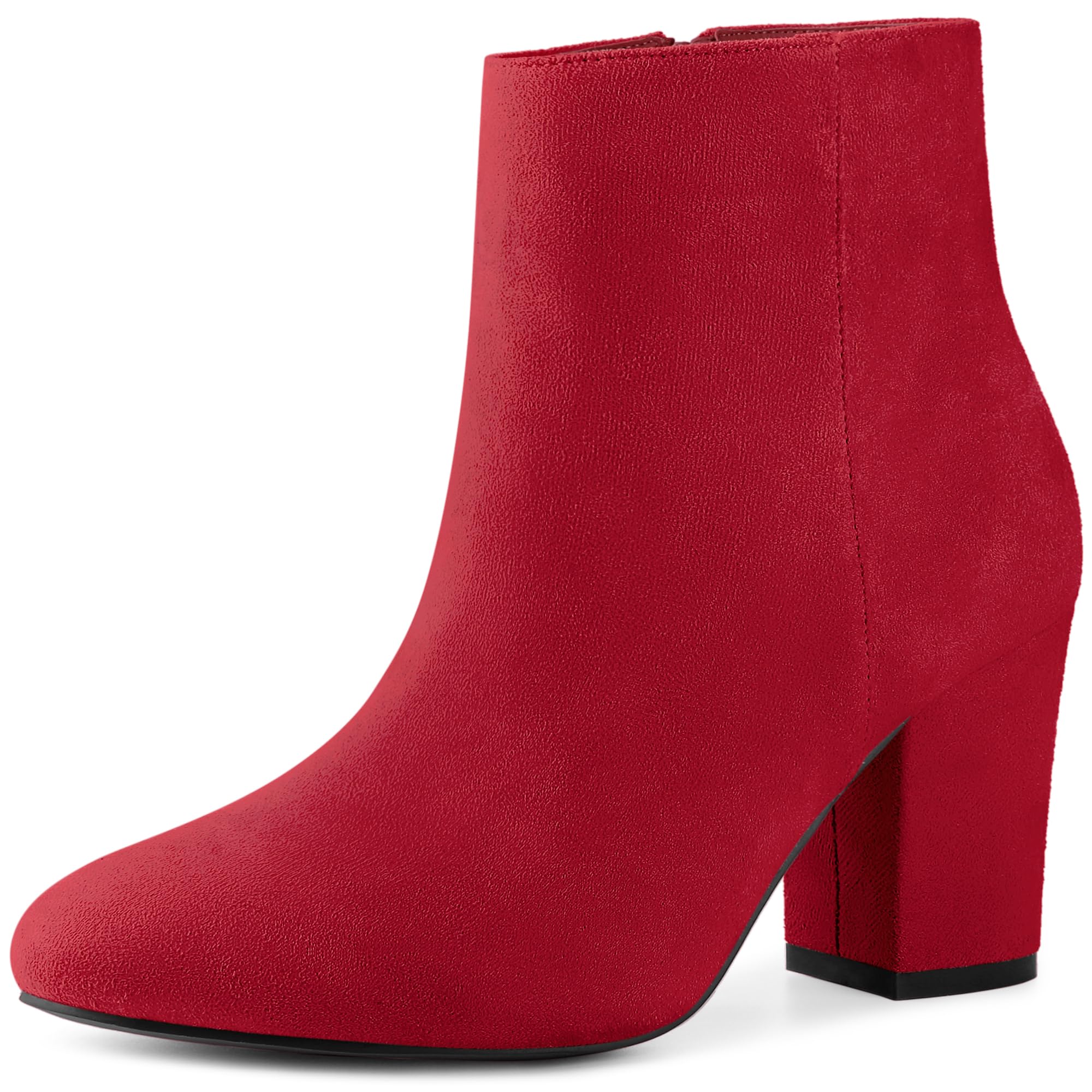 Perphy Women's Round Toe Chunky High Heel Ankle Boots - Comfortable Fashion Booties for Casual Wear, Office & Night Out