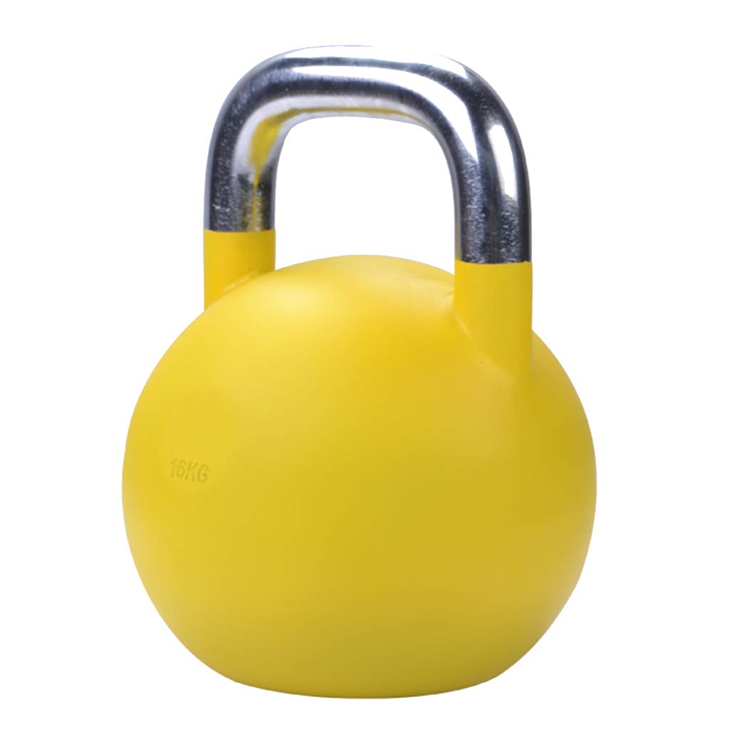 DPPAN 16kg/35.27lb Cast Iron Kettlebell with Plastic Coating - Professional Weight for Cross Training, Weightlifting & Bodybuilding - Durable Home & Gym Fitness Equipment (Yellow) - Perfect for HIIT, Strength Training & Functional Workouts