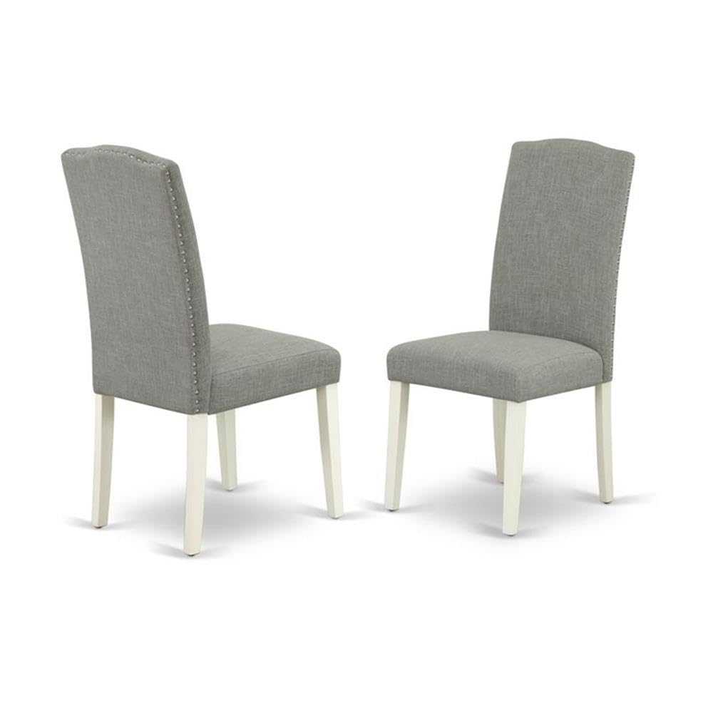 East West Furniture 6-Piece Kitchen Dining Set - 36x60 Inch Rectangle Table, 4 Dark Shitake Fabric Chairs & Bench - Modern Multi-Color Home Furniture for Kitchen, Dining Room, and Breakfast Nook