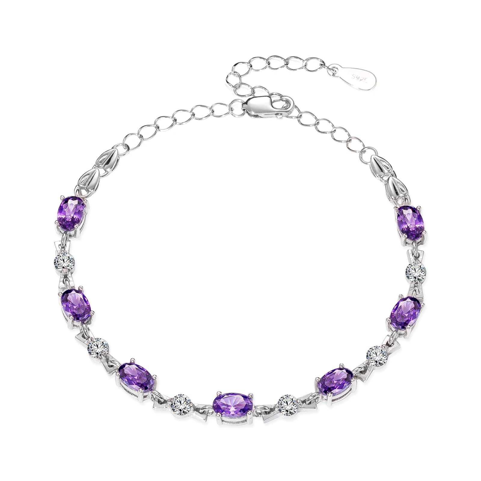 Elegant Purple Crystal Sterling Silver Bracelet for Women - Perfect Birthday, Anniversary & International Women's Day Gift - Dainty Jewelry for Everyday Wear & Special Occasions