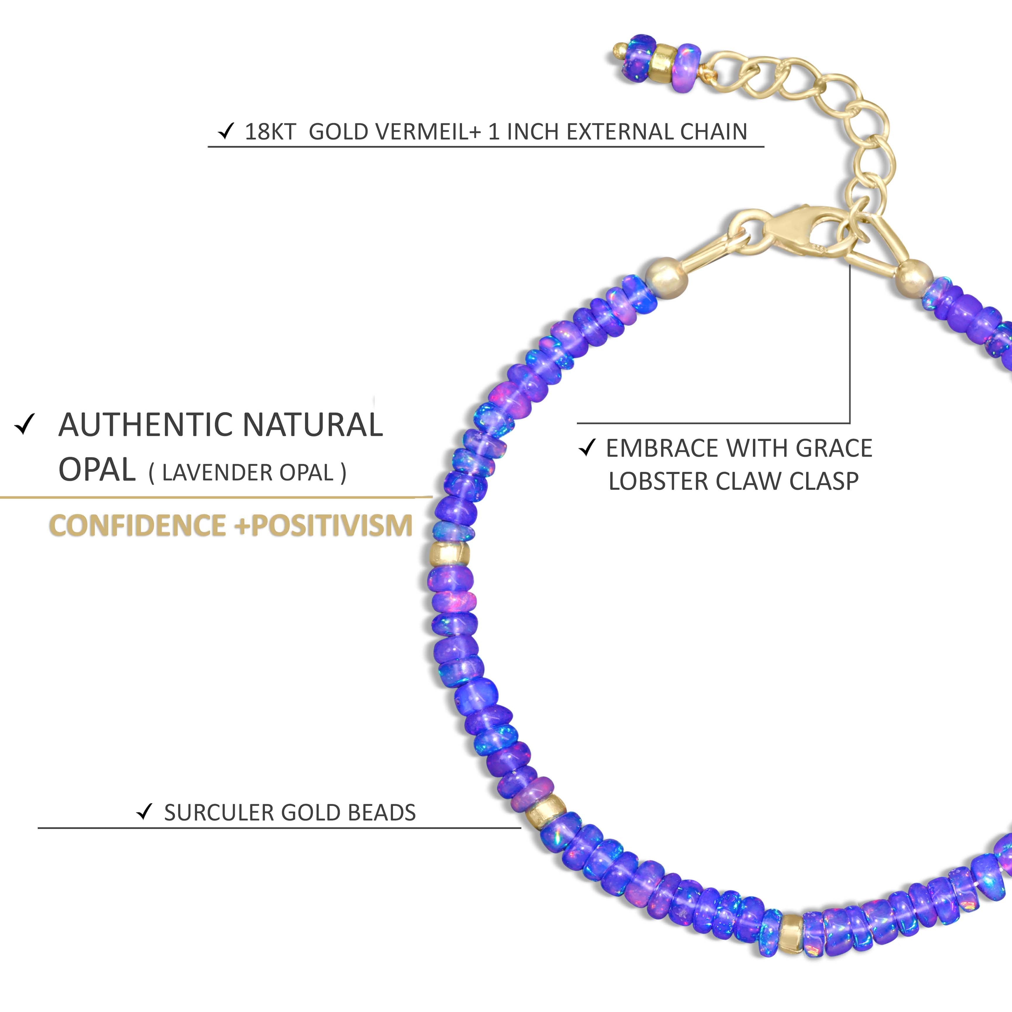 Natural Lavender Opal Separator Bead Strand Rondelle Bracelet for Women - Handmade Gemstone Jewelry for Boho Style & Everyday Wear