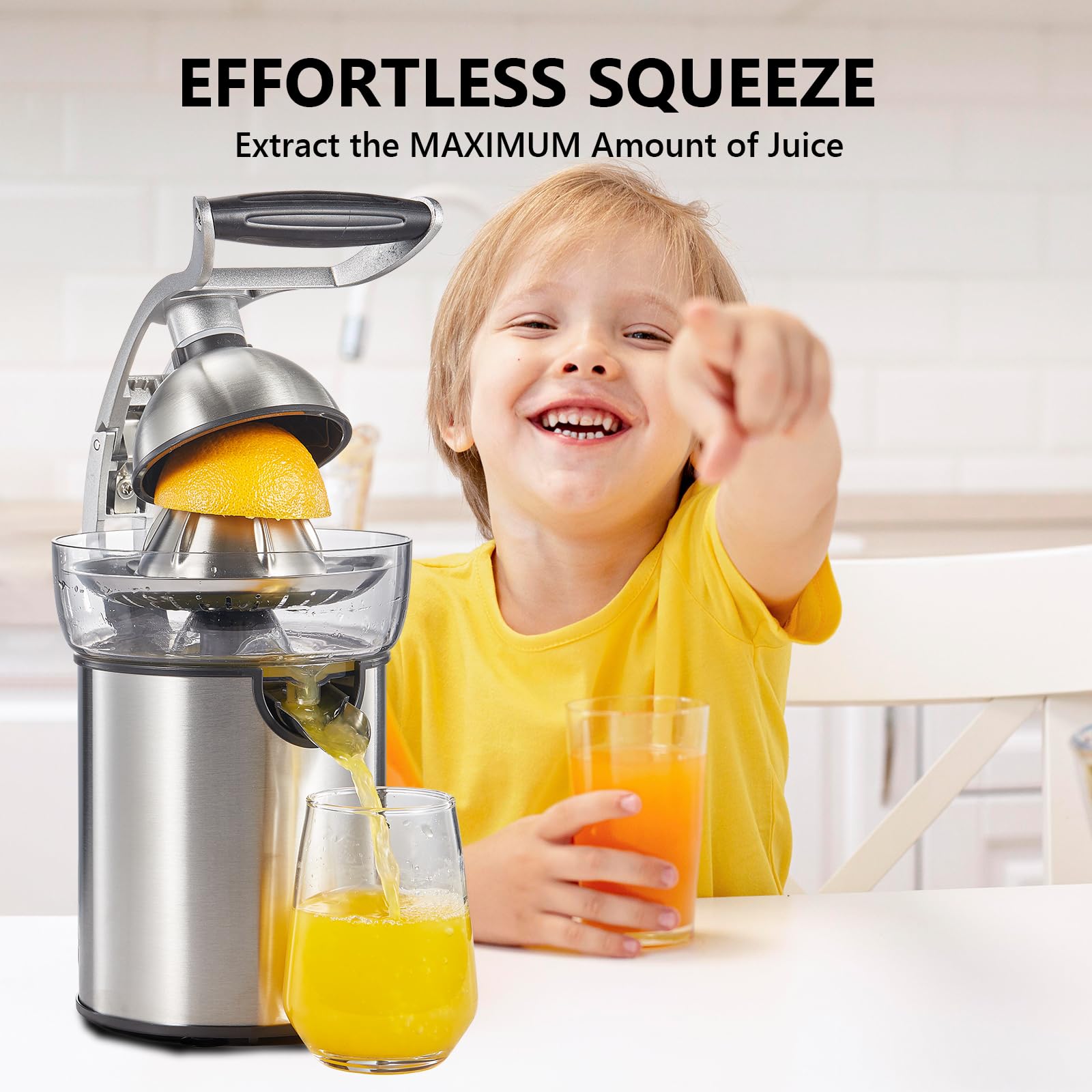 Qcen 500W Electric Juicer Machine - High Power Citrus Juicer Squeezer with Durable BPA-Free Design (Blue) - Perfect for Fresh Orange Juice, Lemonade & Healthy Breakfast Smoothies