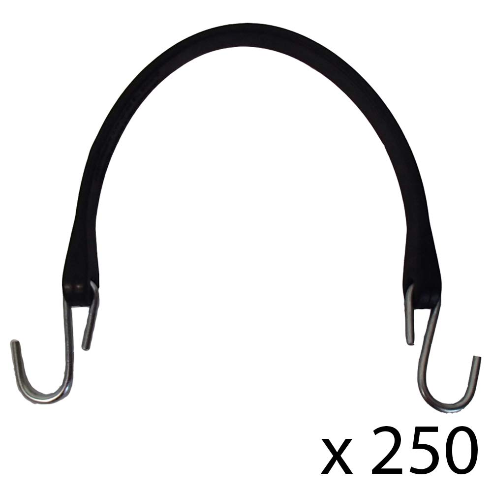 Stevens Lake 250-Piece Heavy Duty 15-Inch Natural Rubber Tarp Straps with Hooks - Premium Bungee Cords for Truck, Boat, Cargo & Outdoor Equipment Securing