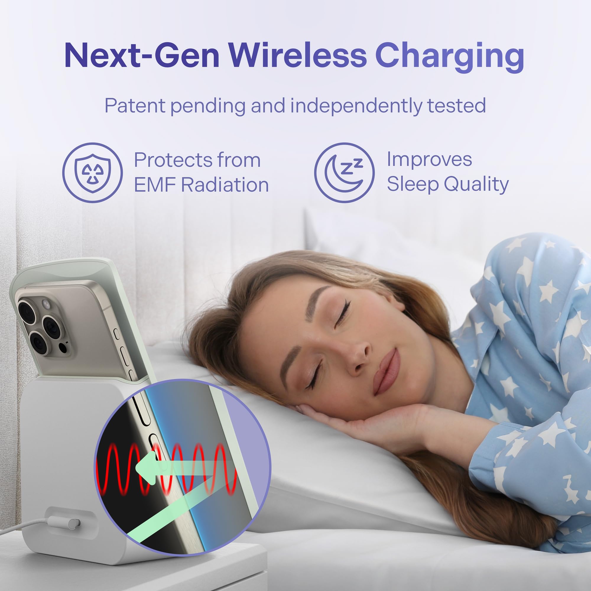 Elvy Fast Qi Wireless Charger for iPhone, Samsung & Android Phones - EMF Protection, Lab Tested by Ordos Tech, Mint Green | Safe Charging for Home, Office & Travel