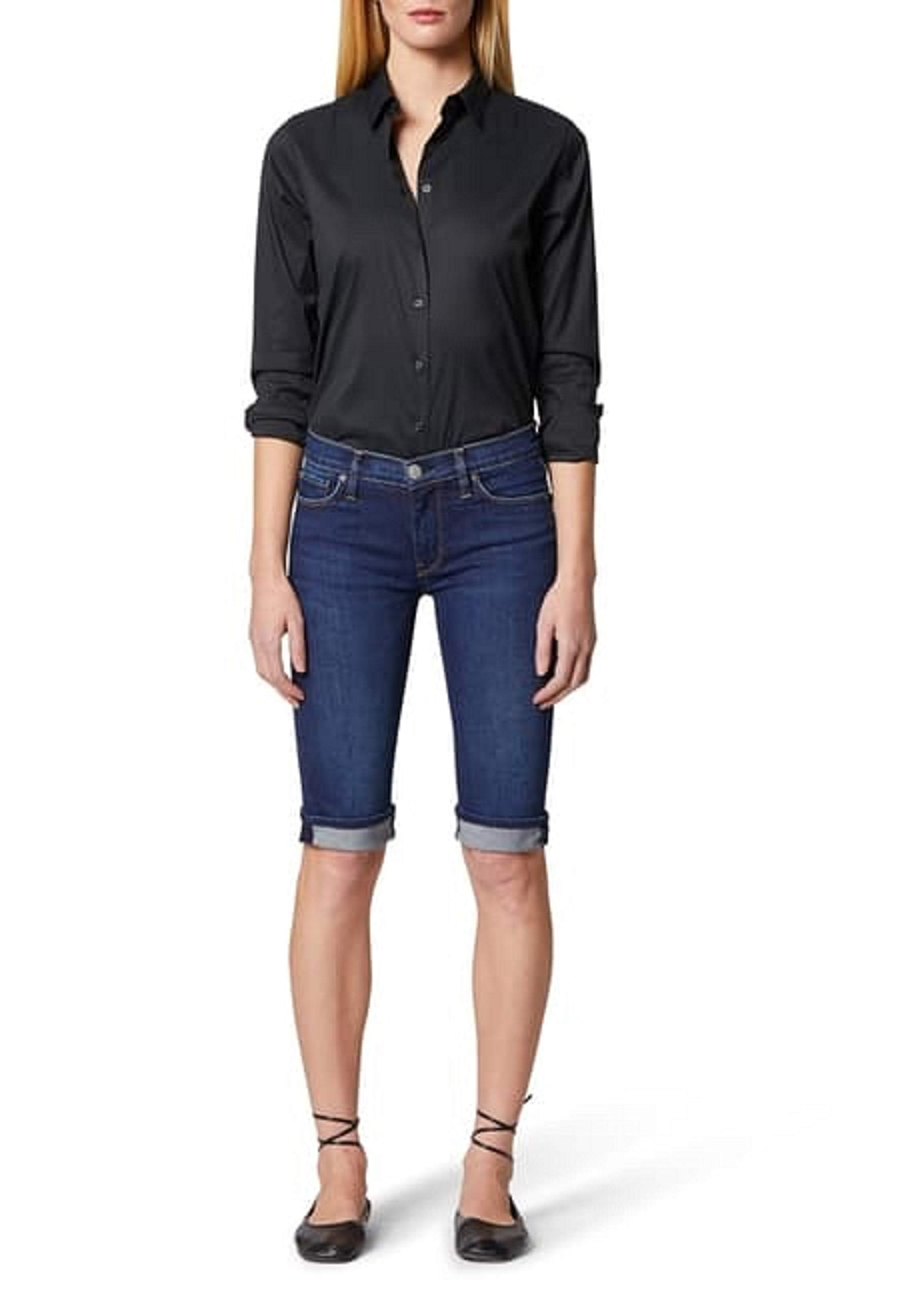 HUDSON Jeans Amelia Cuffed Knee Shorts for Women - High Waisted Denim Shorts with Rolled Hem - Size 29 (13) | Perfect for Summer Outfits, Beach Vacations & Casual Street Style