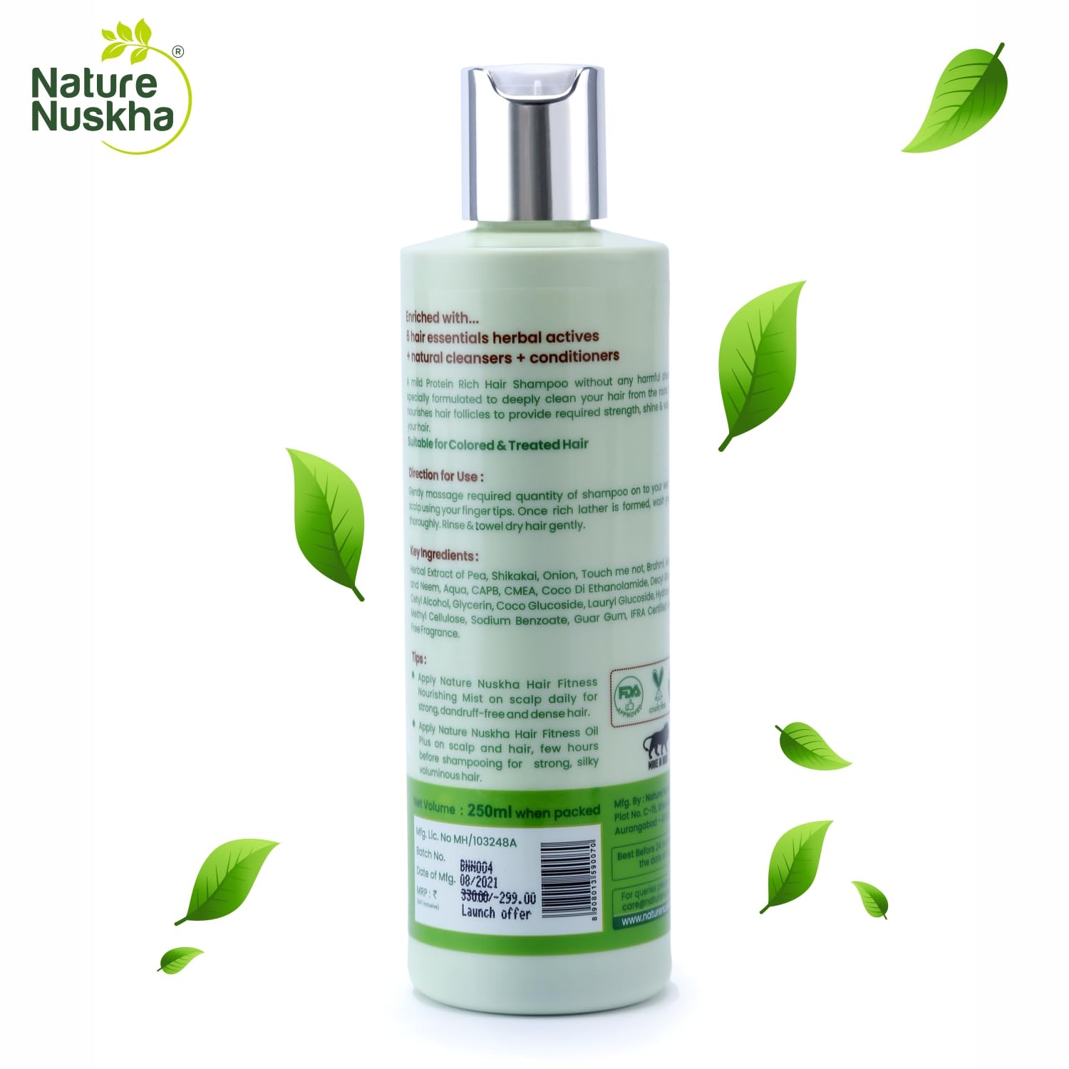 **Nature Nuskha Hyaluronic Acid & Onion Shampoo for Dandruff Control – Infused with Shikakai & Neem Extracts, Sulfate-Free, Strengthens & Hydrates Hair, Reduces Hair Fall – 250ml for Men & Women – Ideal for Daily Use & Scalp Care**