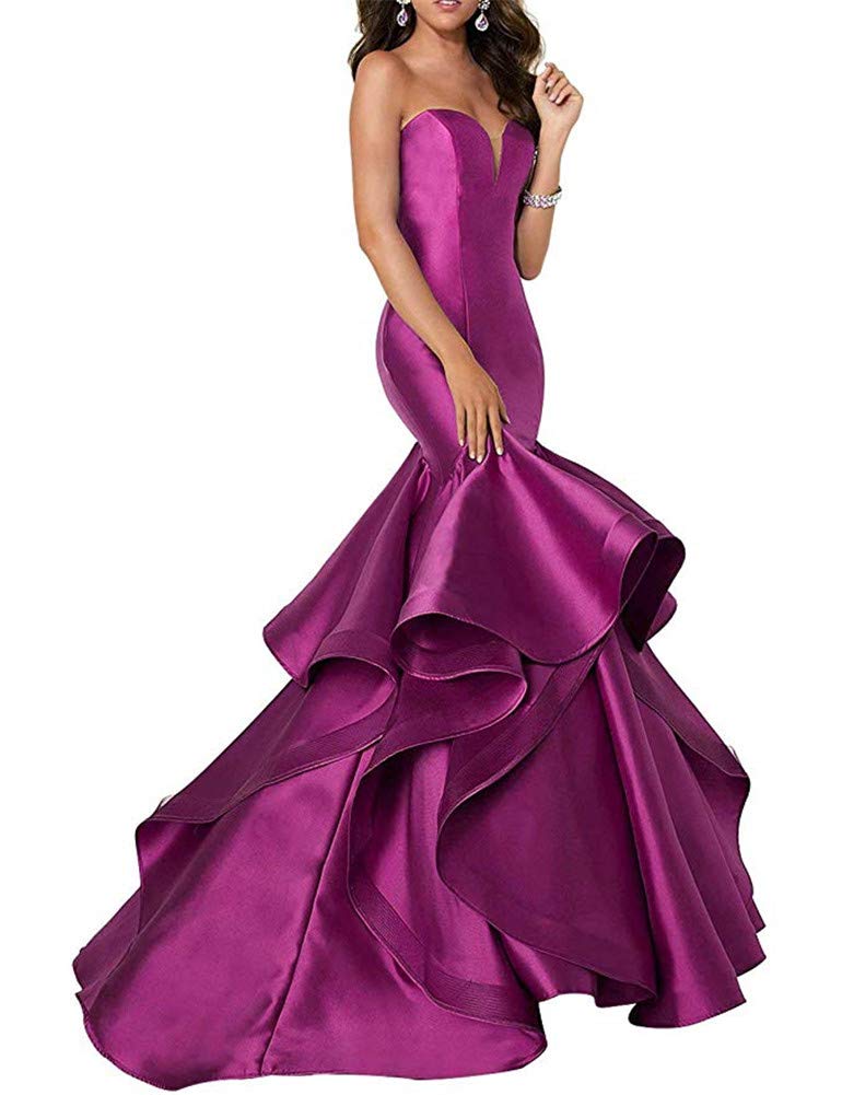 AI Maria Women's Mermaid Prom Evening Party Dresses - Elegant Tiered Formal Gown for Homecoming, Wedding Guest & Special Occasions