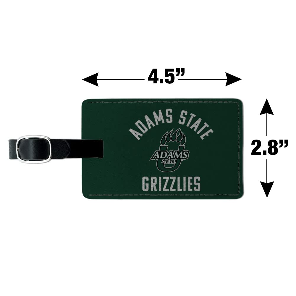 Adams State University Grizzlies Logo Leather Luggage Tag - Rectangle ID Card Holder for Travel, Suitcases & Backpacks | Durable Personalized Name Badge for Students, Alumni & Fans