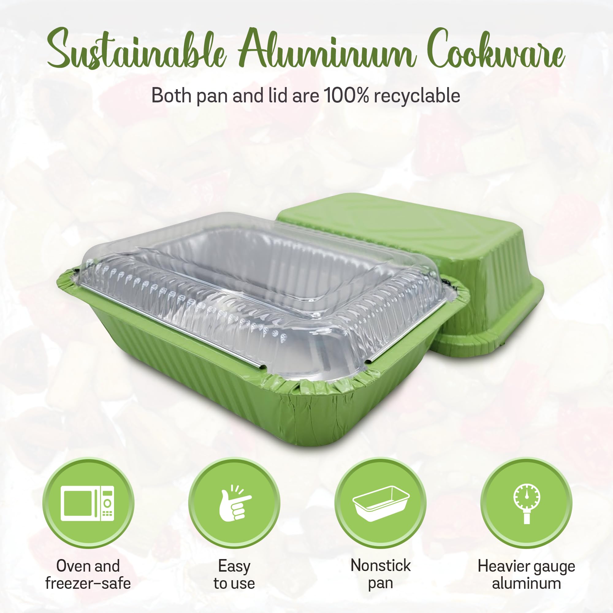KitchenDance 1.5 lb Mini Aluminum Pans with Lids - Heavy Duty Colored Foil Deep Takeout Containers - Disposable Baking Pans for Cooking, Freezing, Meal Prep & Food Storage - 1000 Pack Green - Perfect for Parties, Catering & Home Kitchen Use