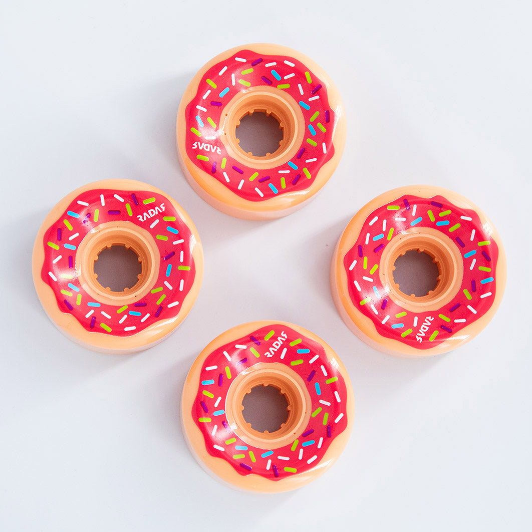 62mm Radar Donut Wheels - 4 Pack Set for Roller Skates, Skateboards & Scooters - Smooth Ride for Outdoor & Indoor Sports