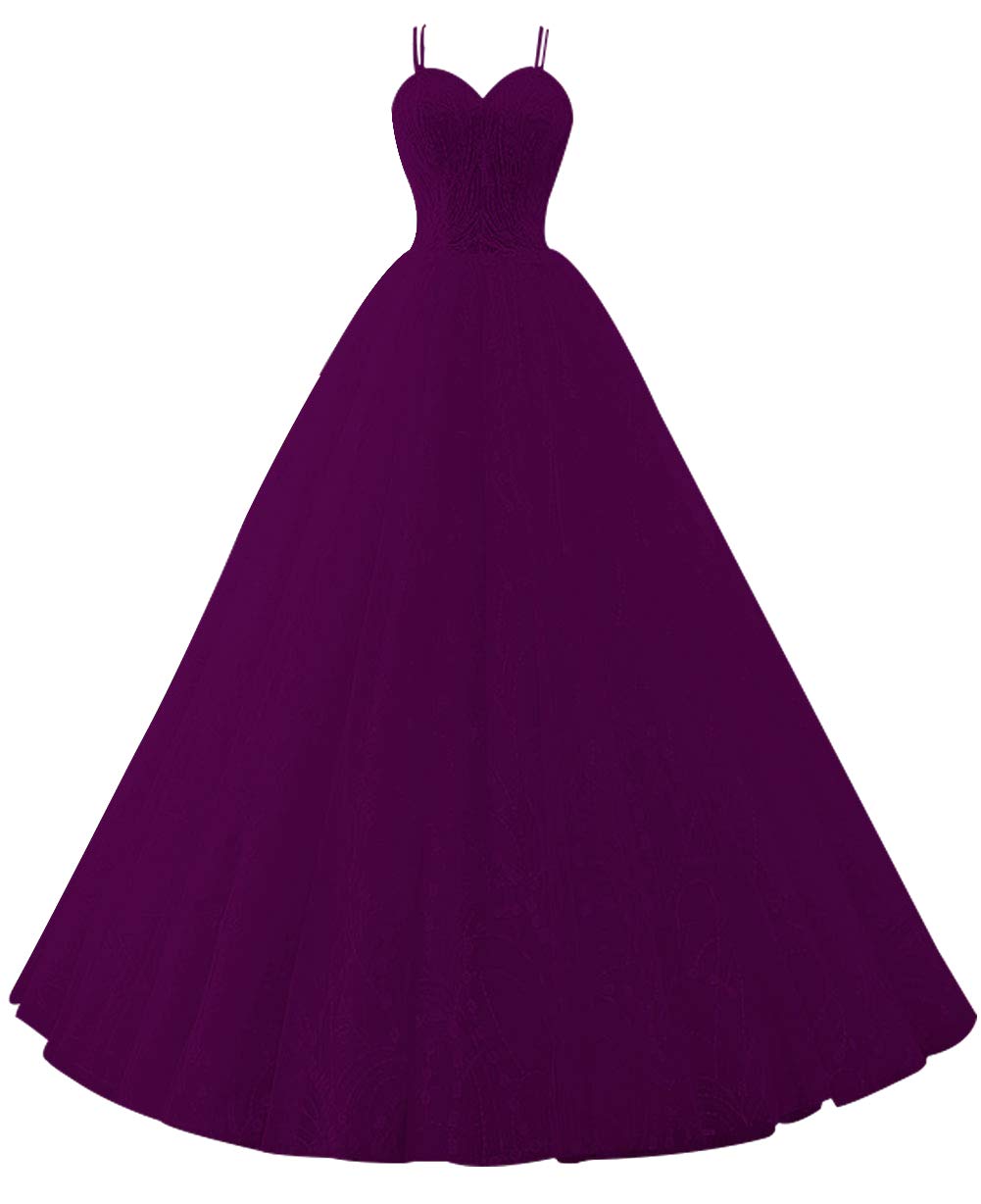 Elegant Long Prom Dresses for Women - Formal Tulle Evening Gowns with Beading | Princess Quinceanera Dresses for Homecoming, Wedding, Ball & Special Occasions