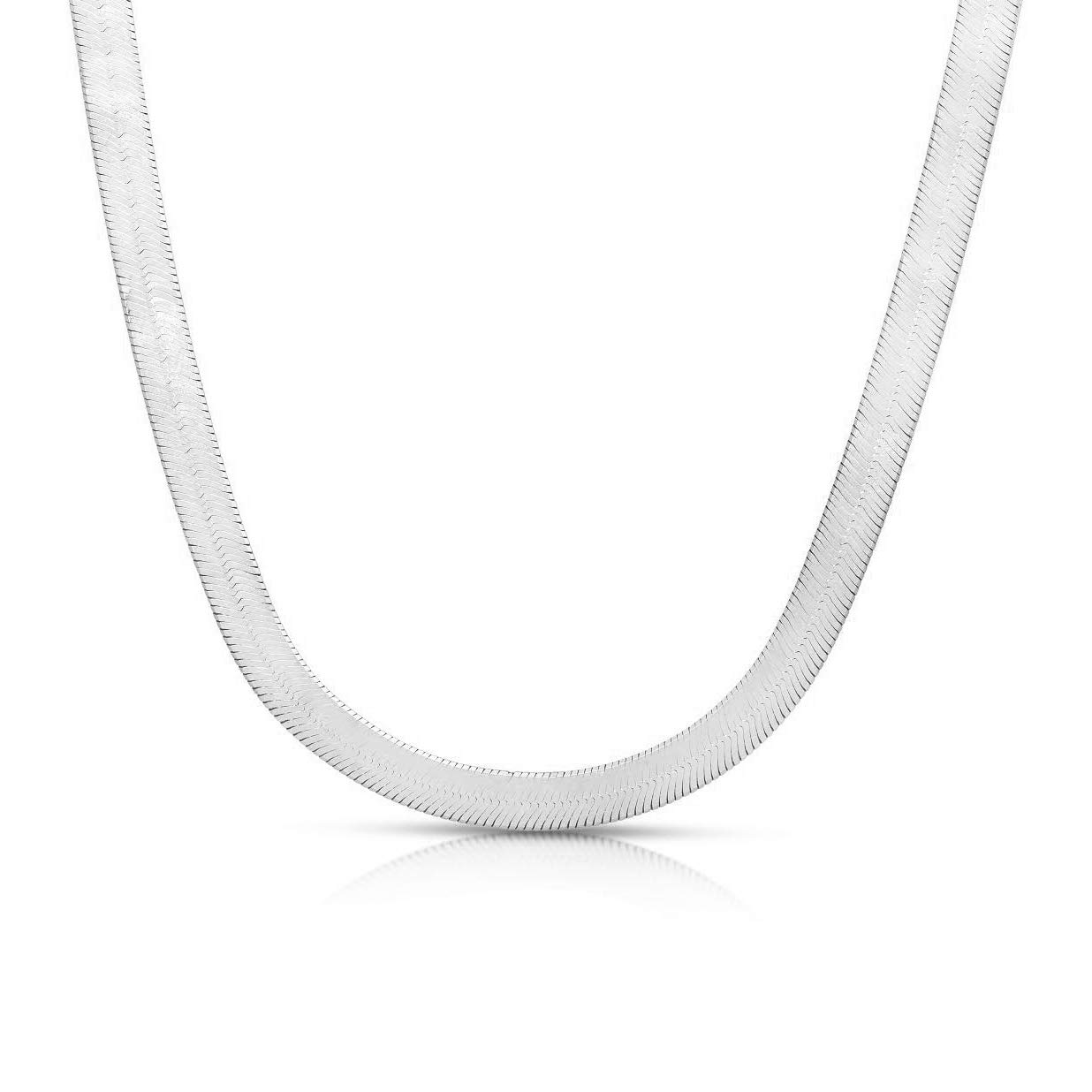 Premium .925 Sterling Silver Herringbone Chain Necklace - 3.2mm to 9mm Width Options - Flexible Flat Magic Design for Women - Perfect for Layering, Gift Giving & Everyday Elegance