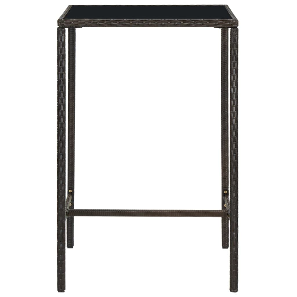 **Outdoor Patio Furniture Set - 3-Piece Brown Poly Rattan Garden Table & Chairs with Bar Stools - All-Weather Wicker Dining Set for Backyard, Deck, or Poolside**