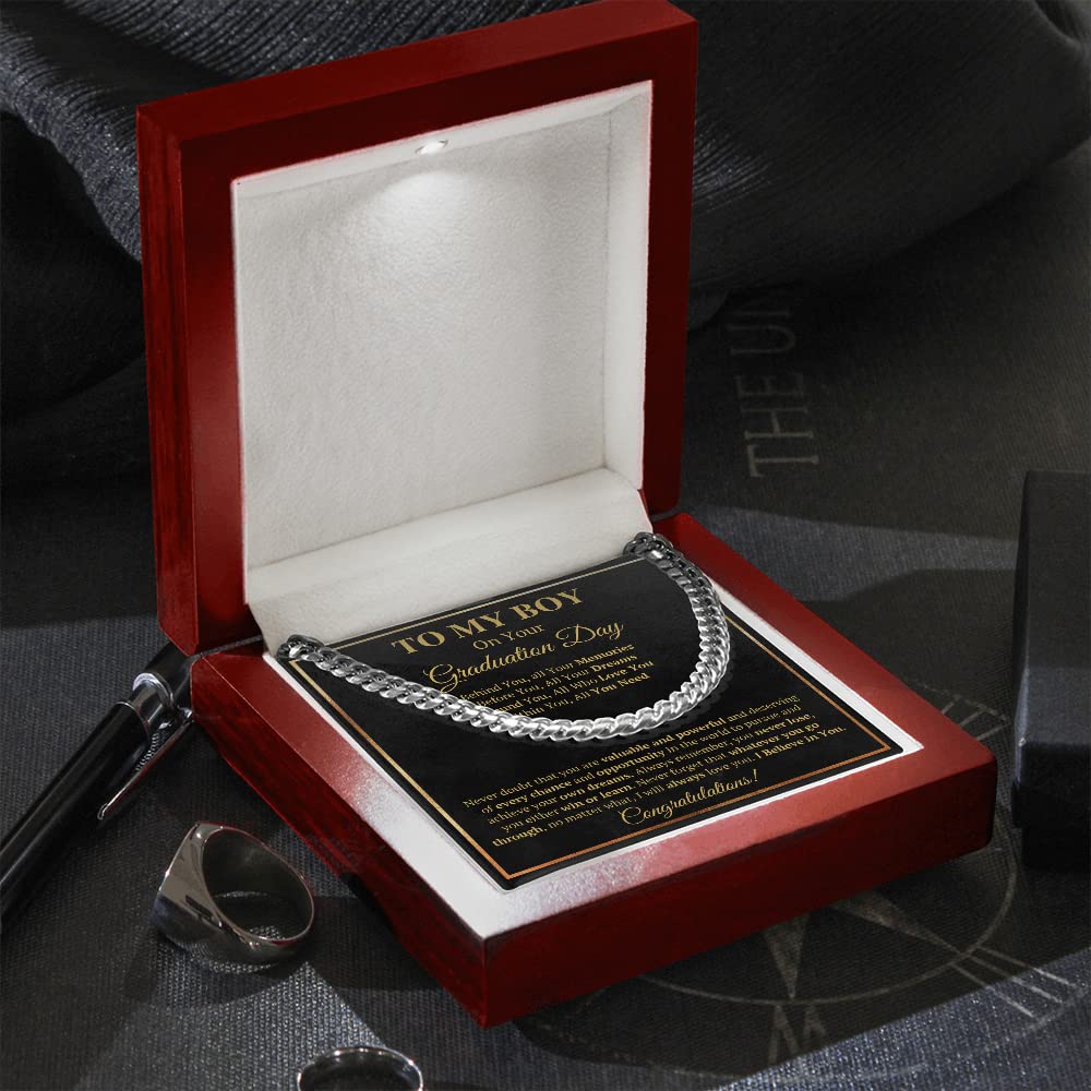 2022 Graduation Cross Necklace for Men - Class of 2022 Gift for Son, Grandson, Brother, Boyfriend with Message Card & Gift Box | Christian Graduation Jewelry, Commencement Present for College & High School Graduates