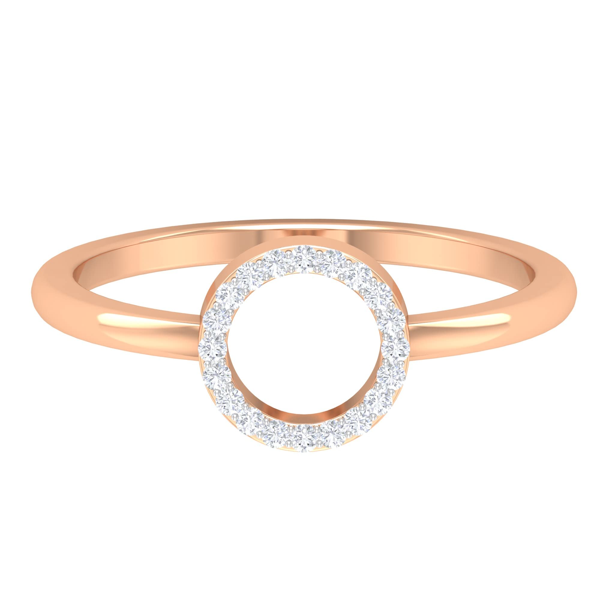 14K Solid Gold Diamond Geometric Promise Ring for Women - April Birthstone Open Circle Design, Prong Set Engagement Jewelry - Perfect for Anniversaries, Proposals & Special Occasions