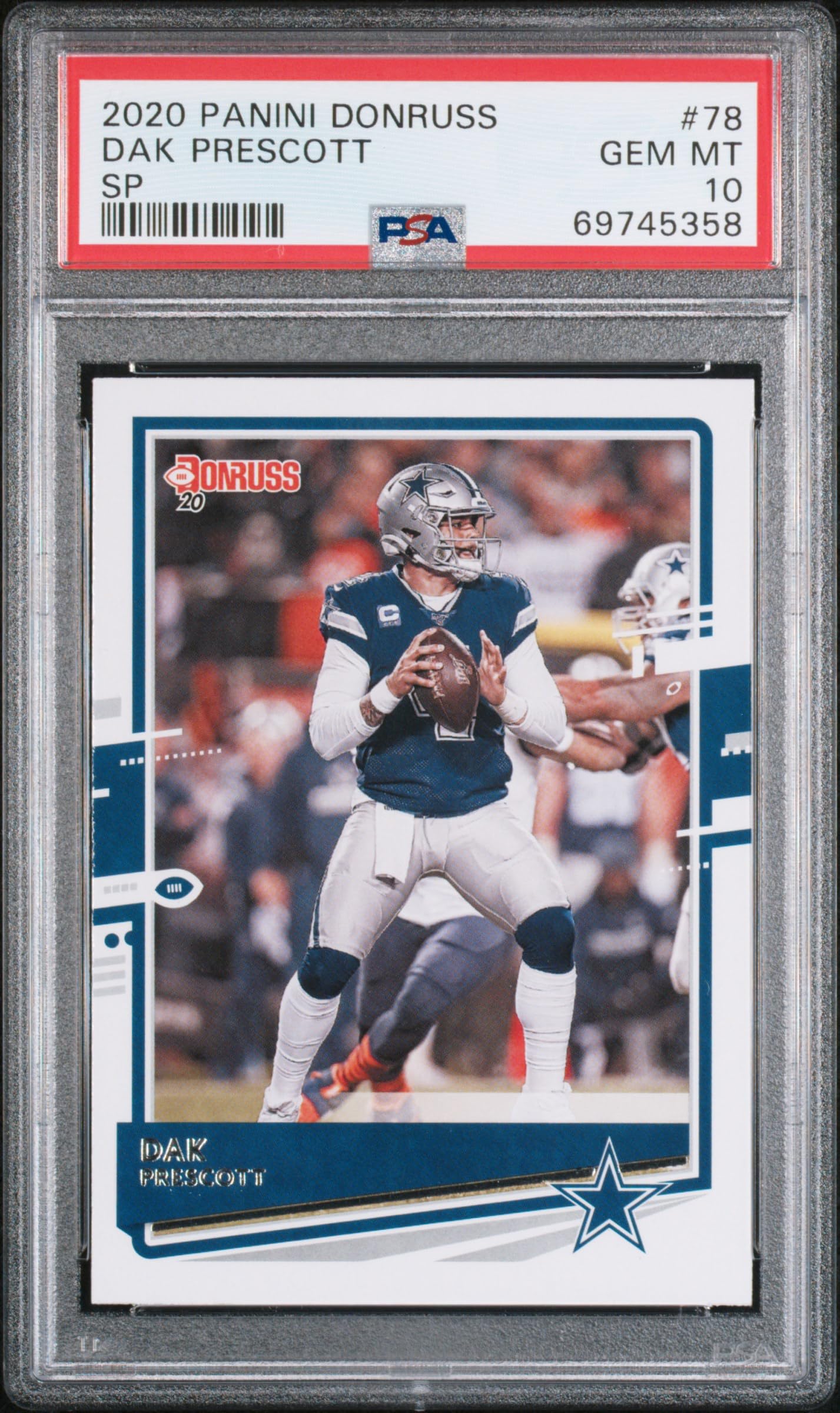 Dak Prescott 2020 Panini Donruss Football Card #78 PSA 10 Graded - Rare Collectible for NFL Fans & Sports Memorabilia Collectors