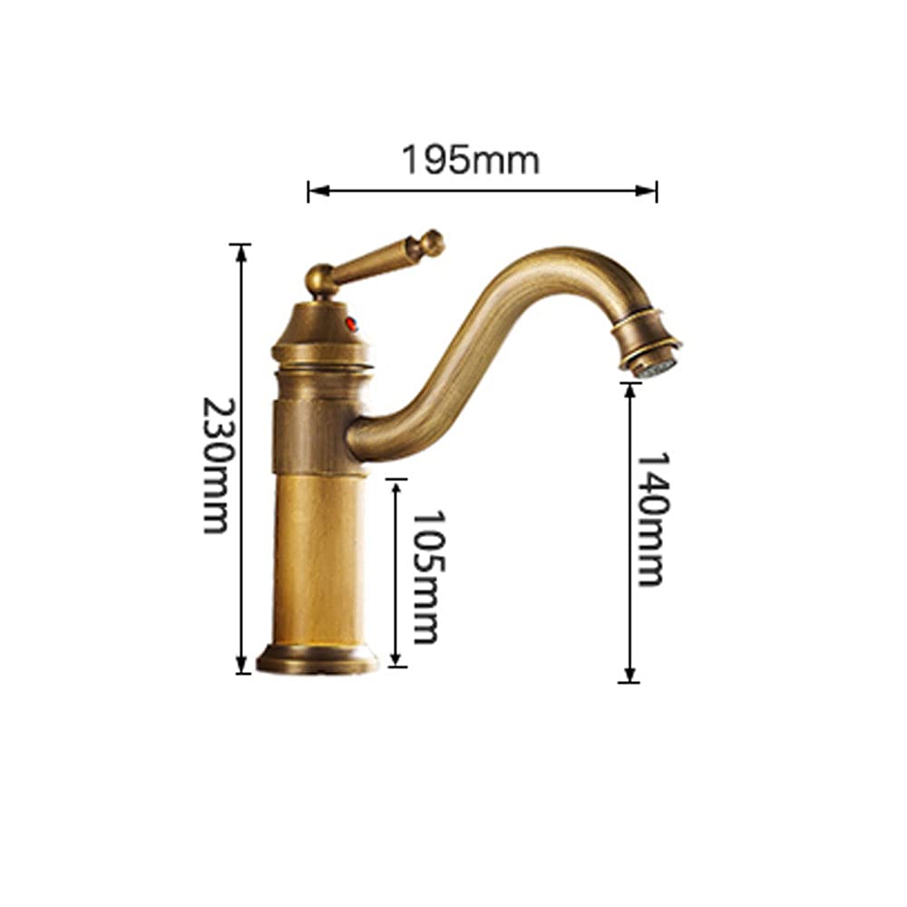 Antique Brass Kitchen Mixer Tap with Ceramic Valve - Classic Traditional Faucet for Farmhouse, Vintage & Rustic Style Kitchens - Perfect for Sink, Bar, Wet Bar & Butler Pantry
