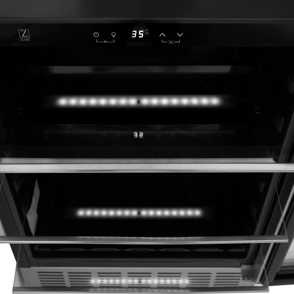 ZLINE 48-Inch Stainless Steel Dual Fuel Range with Range Hood, Microwave Drawer, Dishwasher & Beverage Fridge - Complete Kitchen Package (6KPR RARH48 MWDWV RBV) - Perfect for Modern Homes & Gourmet Cooking