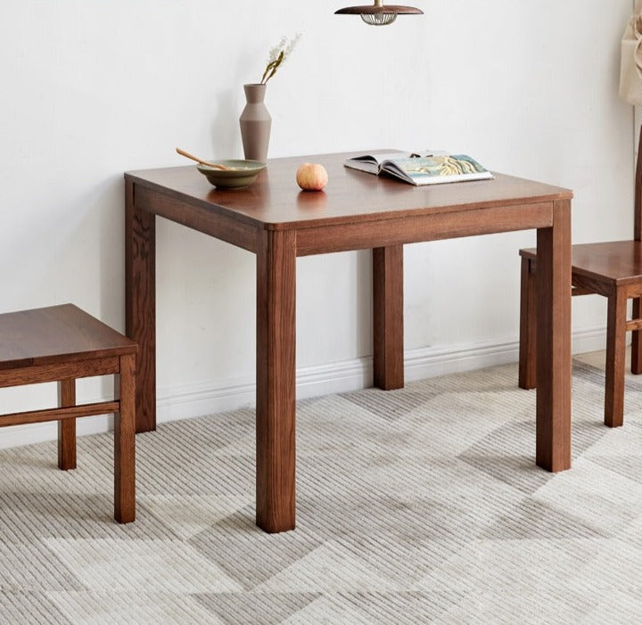 Solid Oak Wood Square Dining Table - Rustic Farmhouse Style for Kitchen, Dining Room & Small Space Gatherings