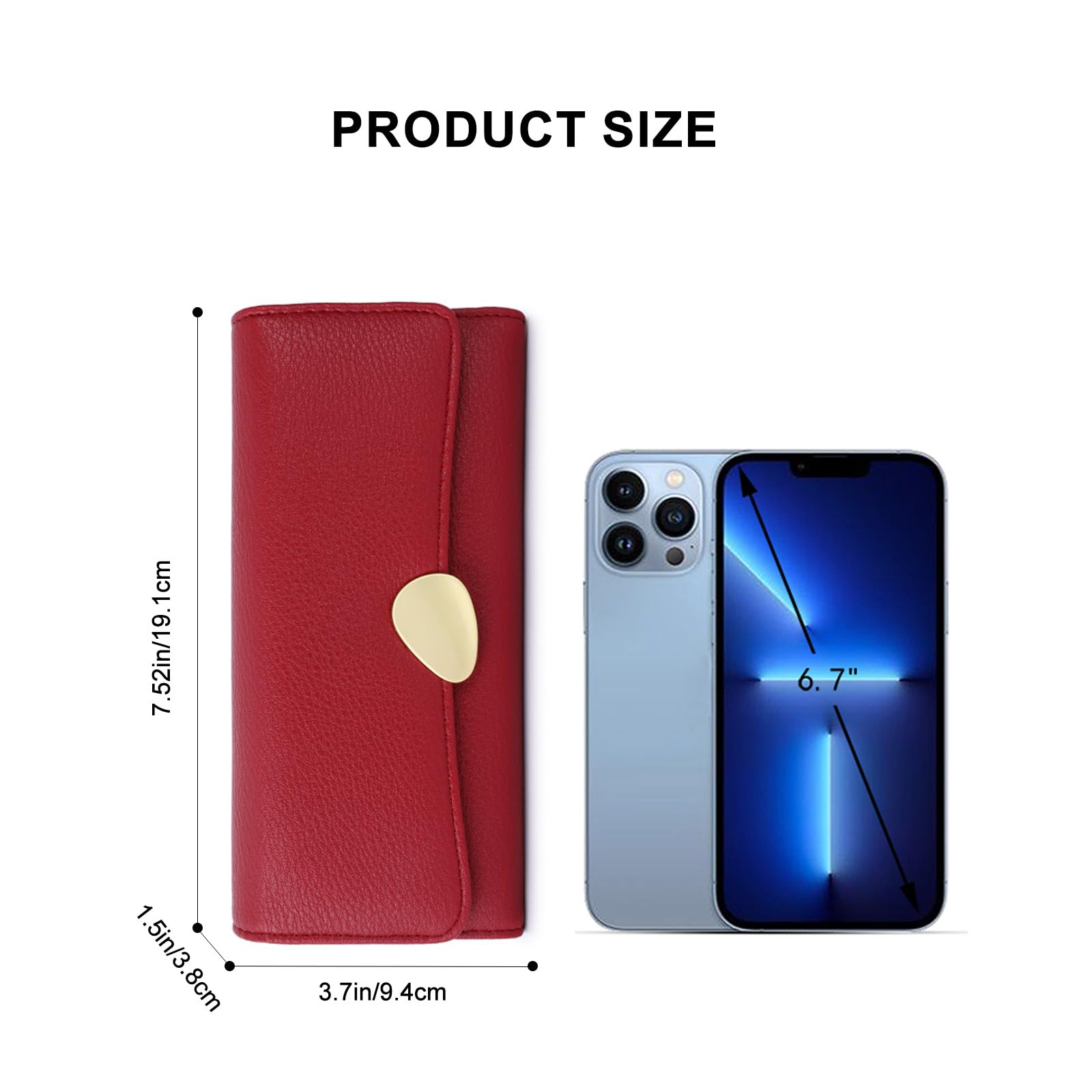 Mokoze Women's Trifold Wallet with Zipper - PU Leather Clutch Wallet for Women, Large Capacity RFID Blocking Credit Card Holder - Perfect for Everyday Use, Travel, Business & Gift Giving (Red)